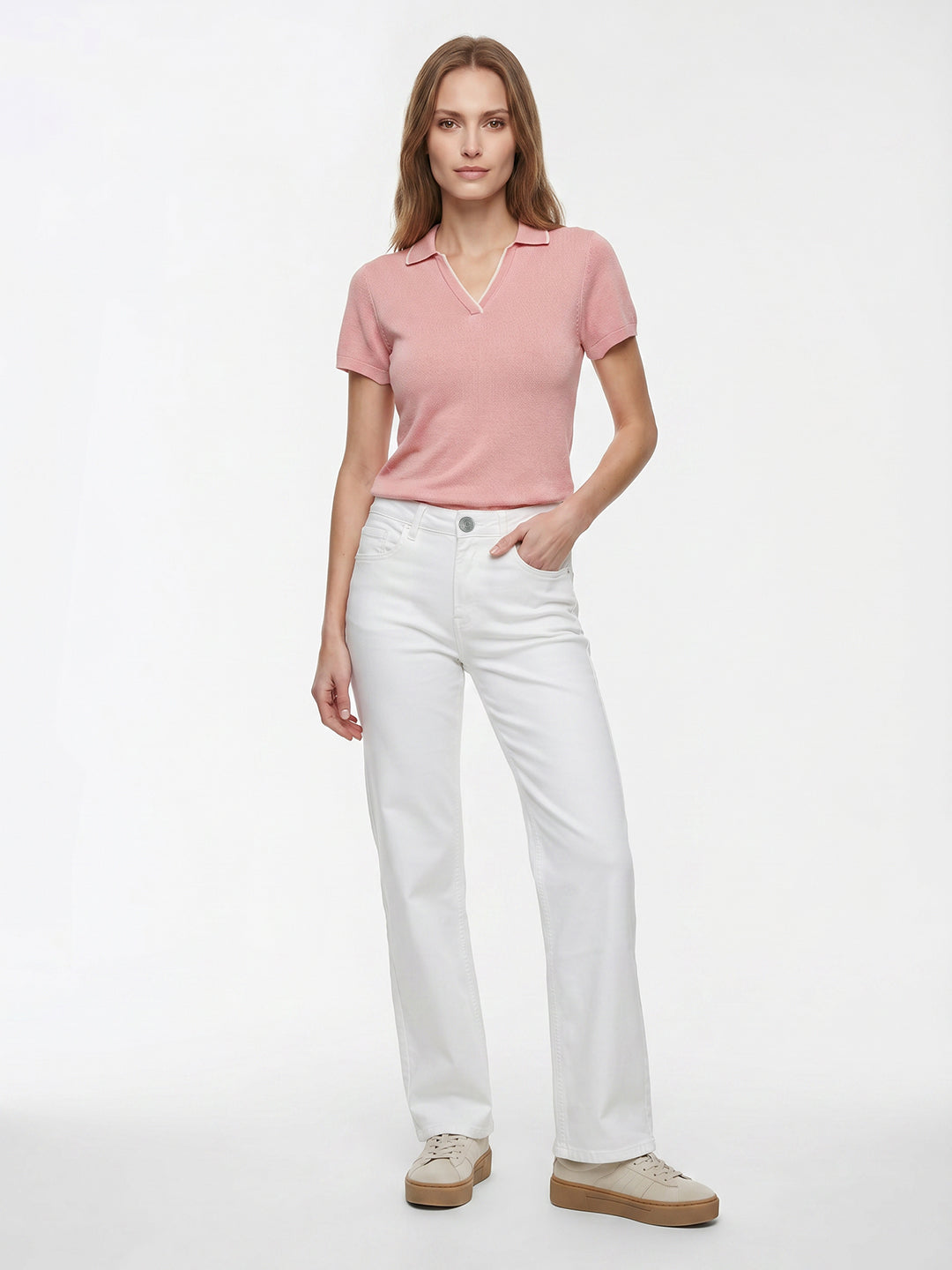 Women White High-Rise Straight Fit Jeans