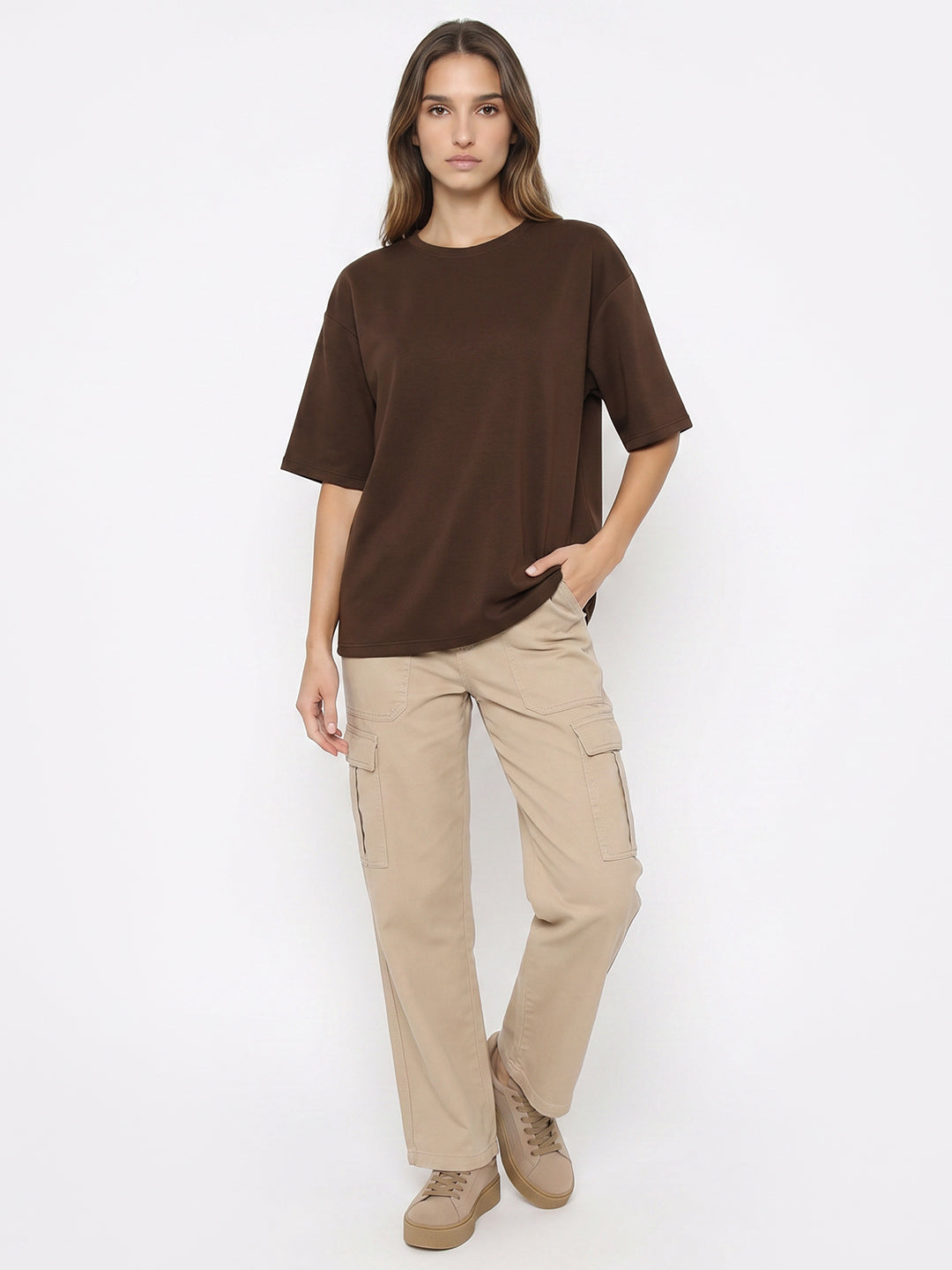 Women Brown Oversize T-Shirt