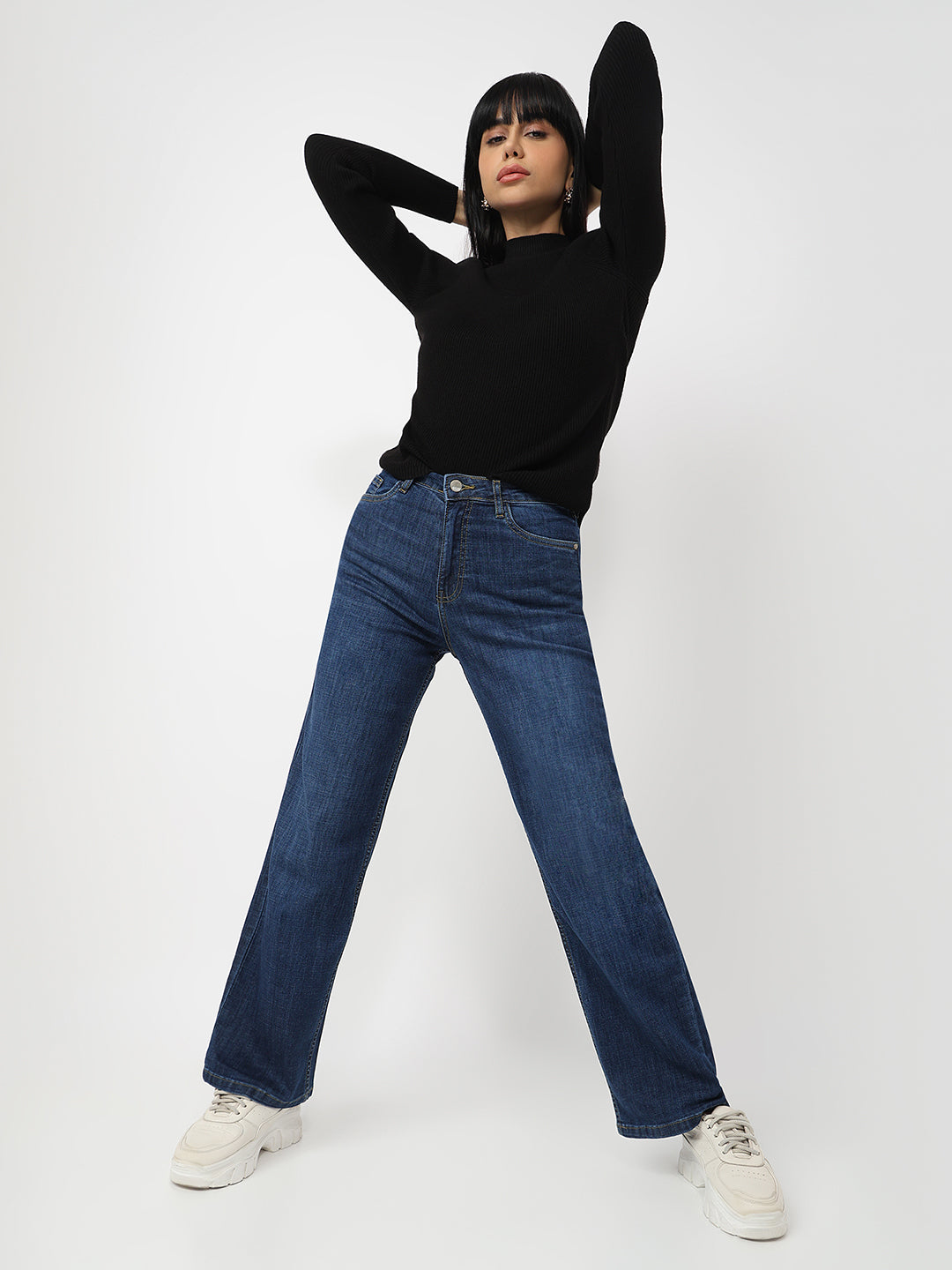 Women Blue High-Rise Straight Fit Jeans