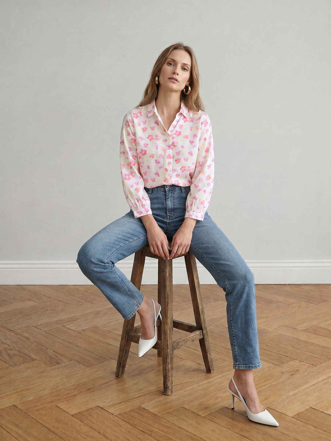Women Pink Floral Shirt