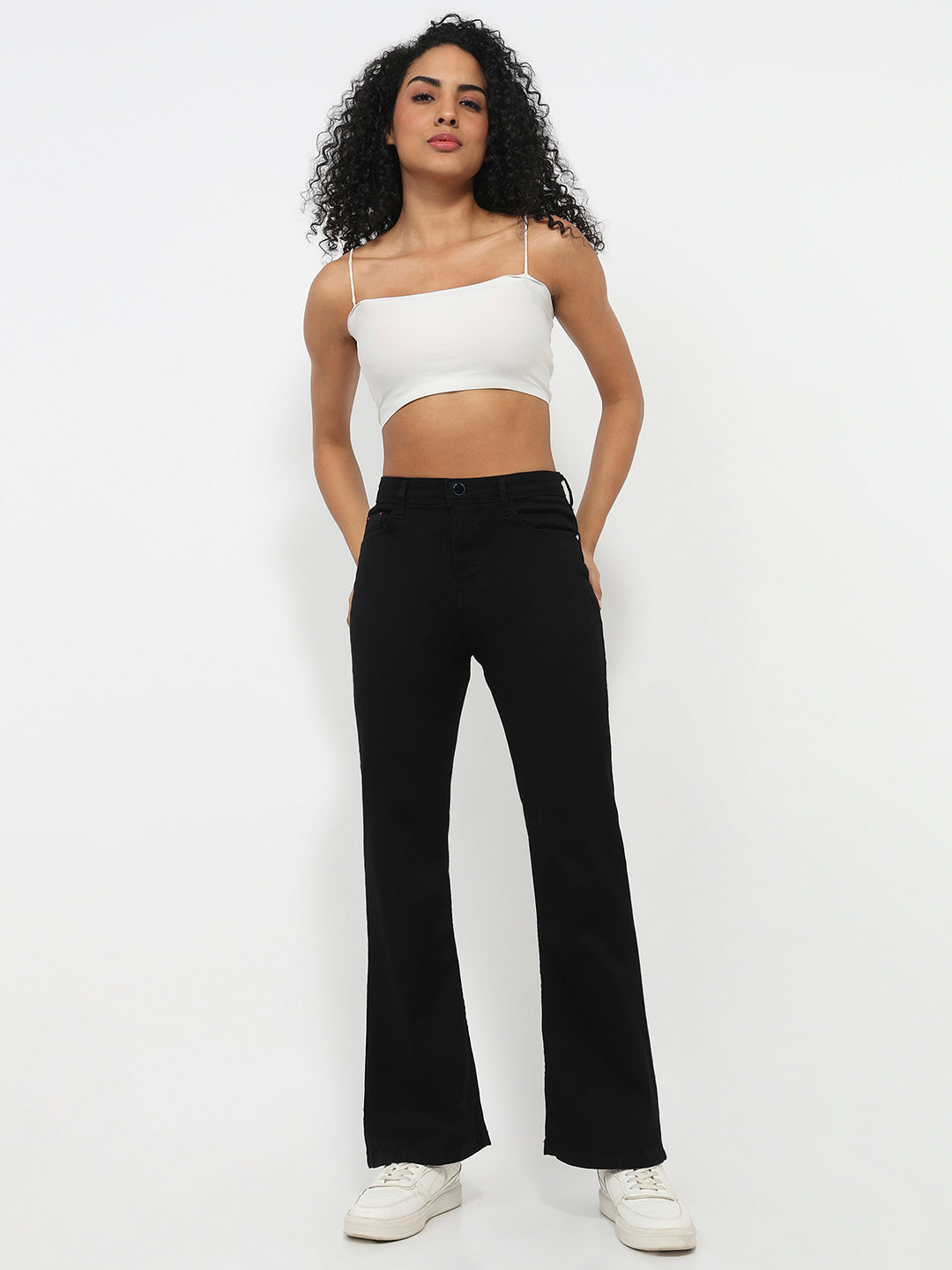 Women Black High-Rise Flare Jeans