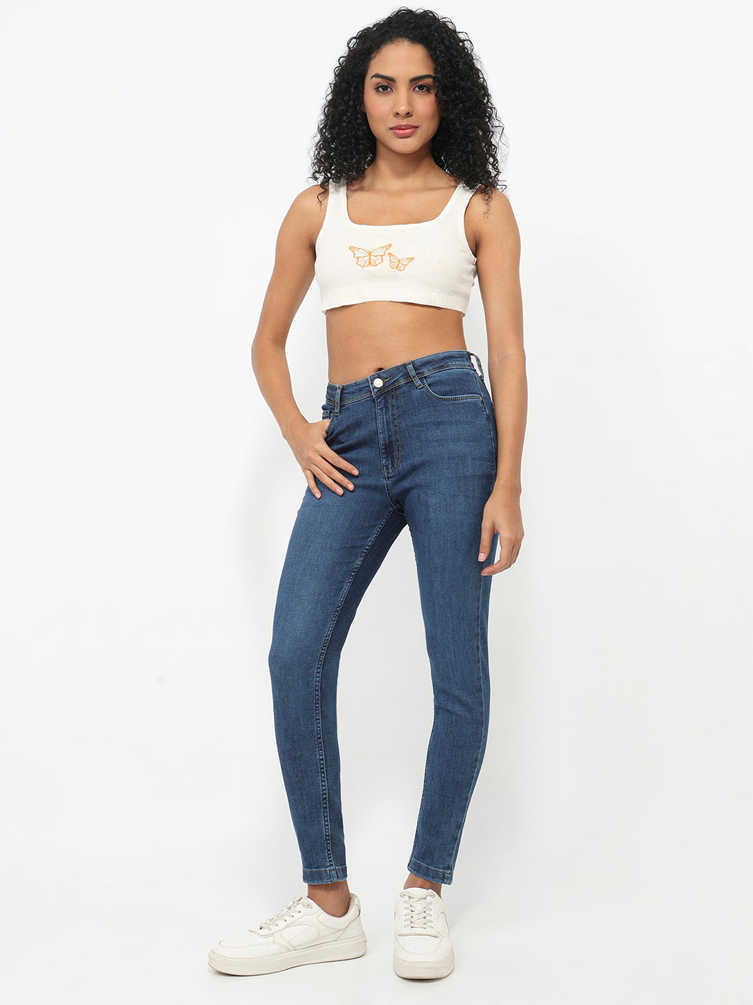 Women Dark Blue High-Rise Skinny Jeans
