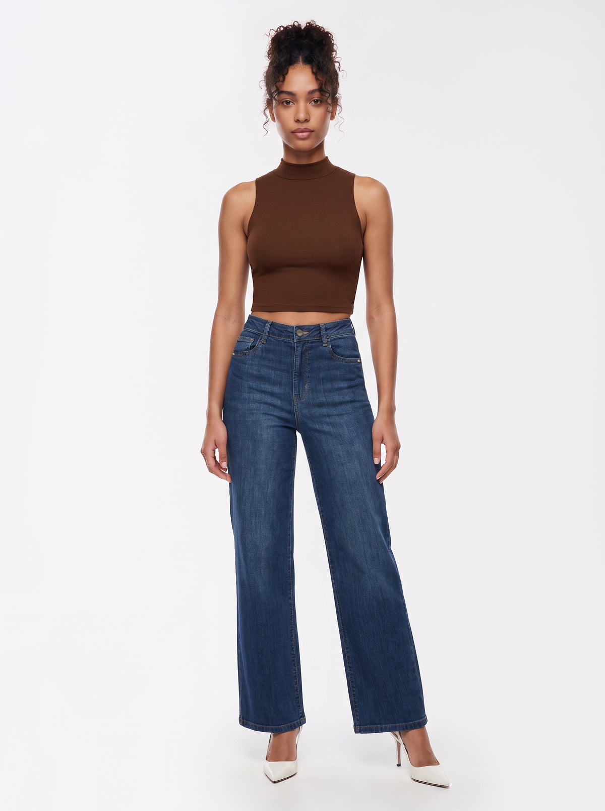 Blue High-Rise Wide Leg Jeans