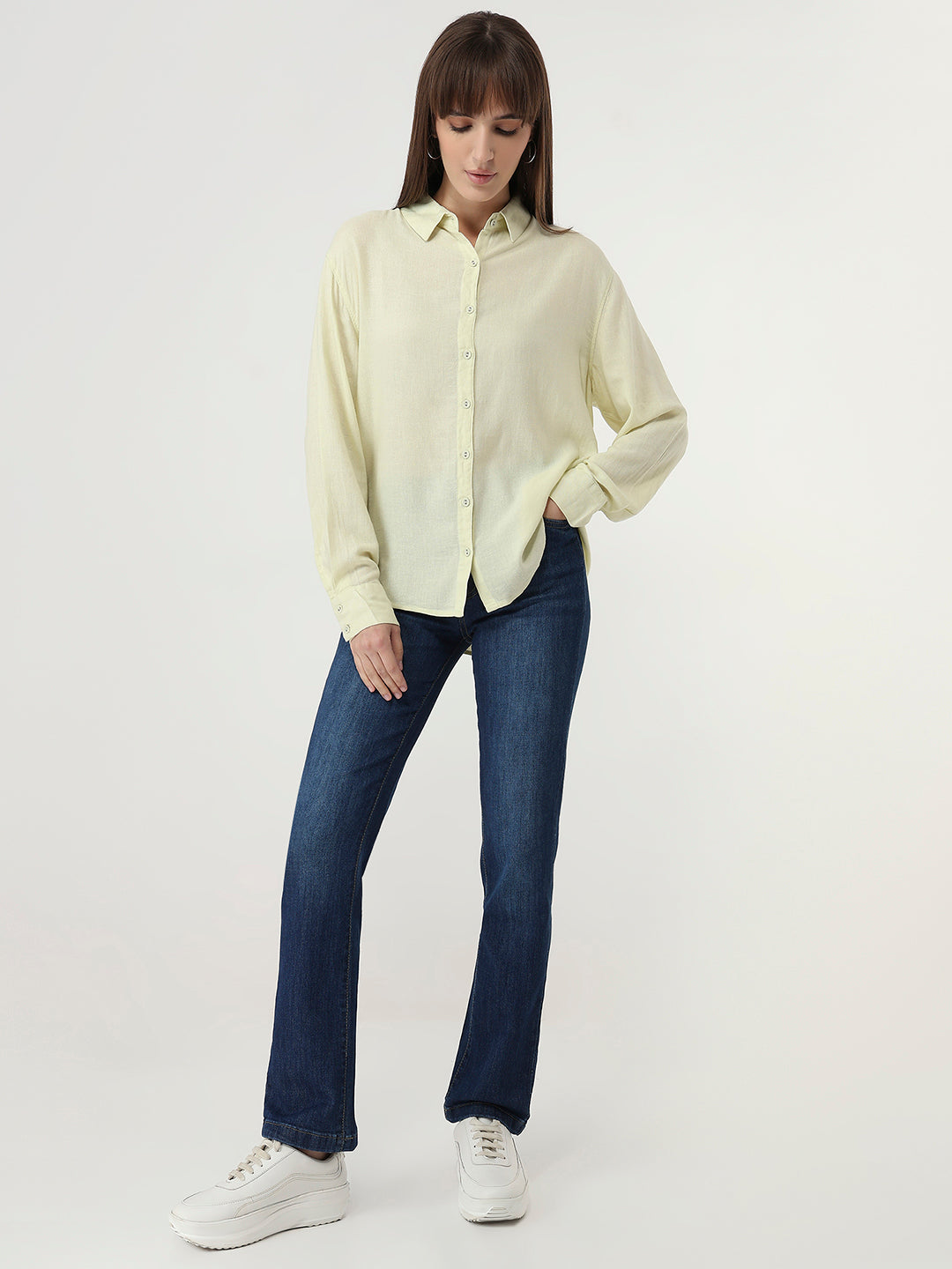 Women Light Lime Oversized Shirt
