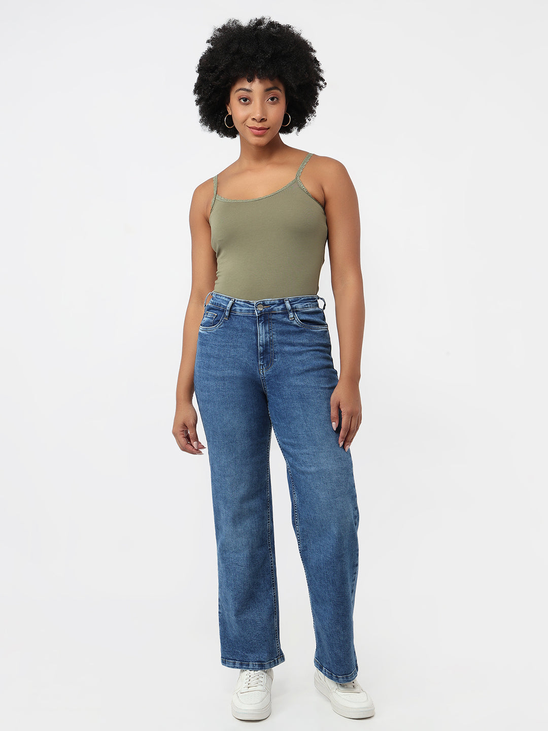 Women Blue High-Rise Straight Fit Jeans