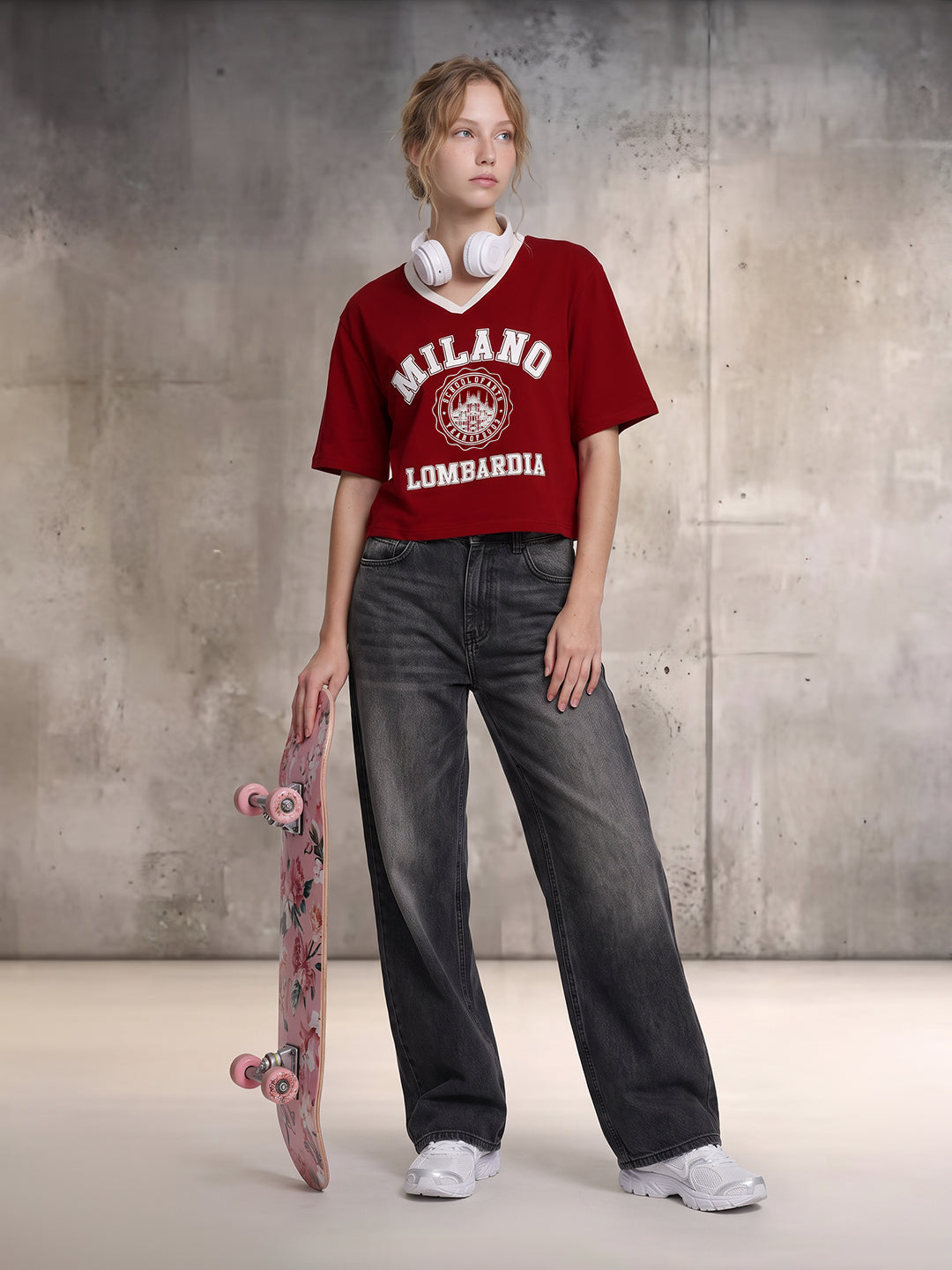 Red Graphic Crop Genz Tees