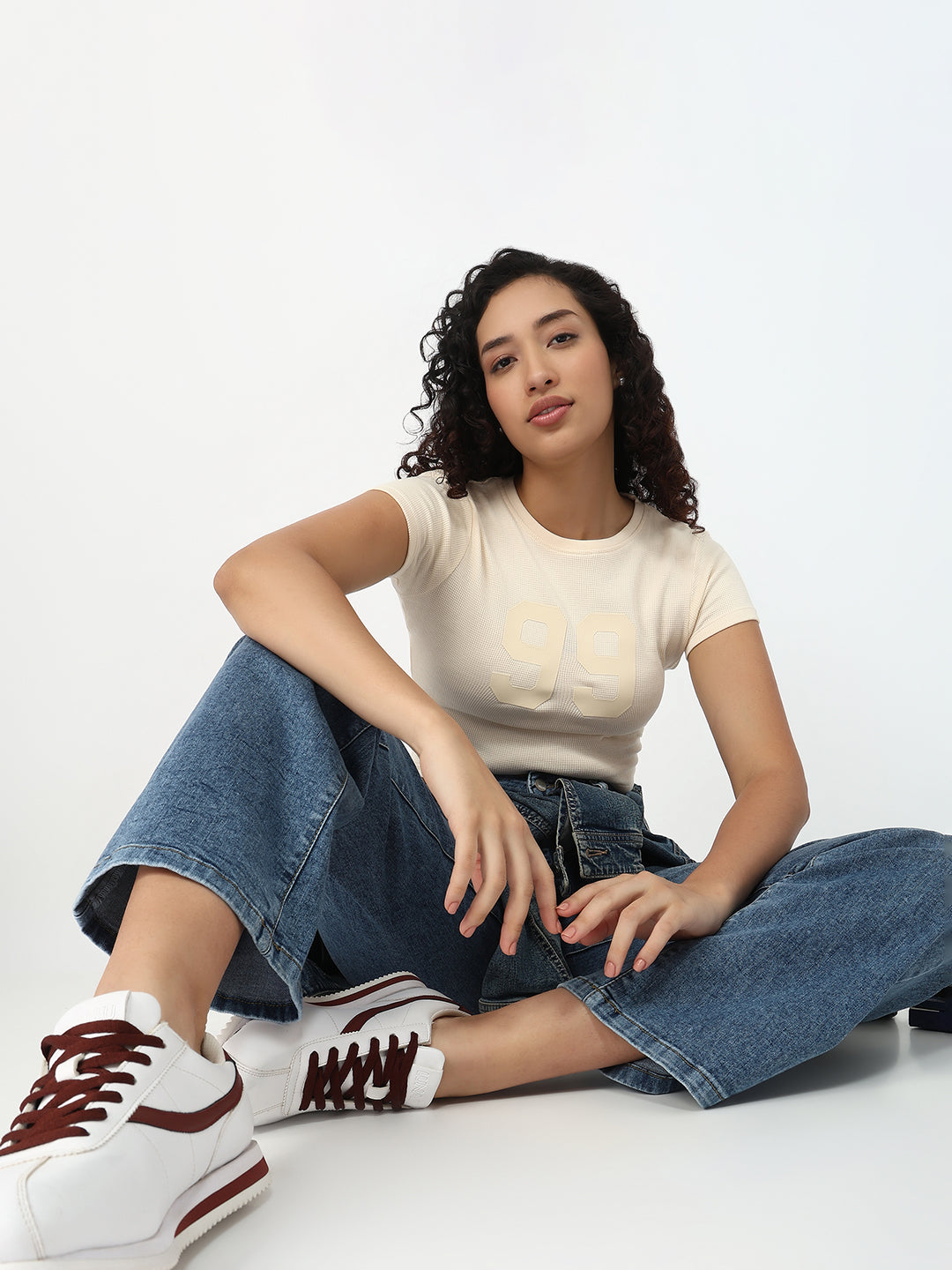 Women Beige Slim Fit Genz T-Shirt