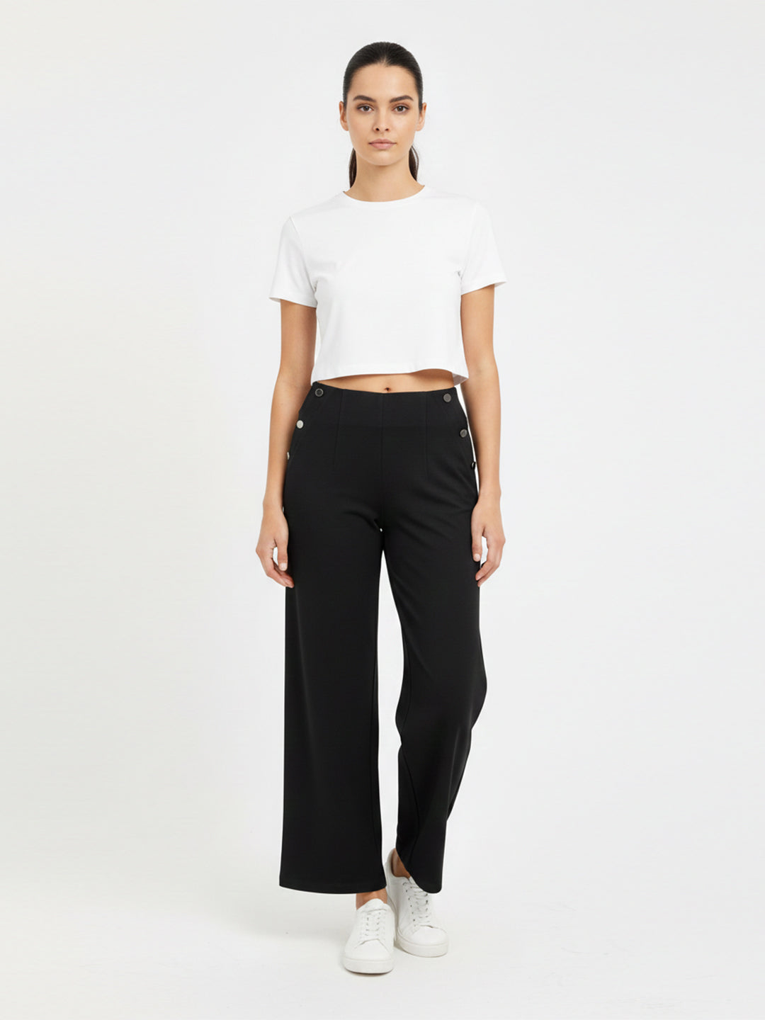 Women Black Wide Leg Treggings