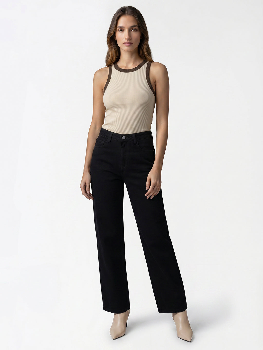 Black High-Rise Straight Fit Jeans