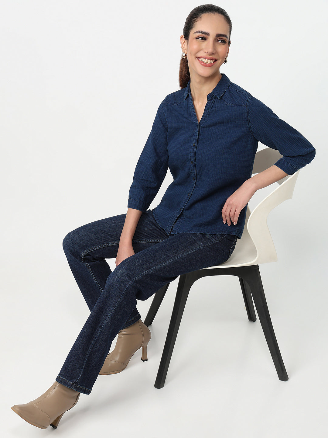 Women Indigo Solid Shirt