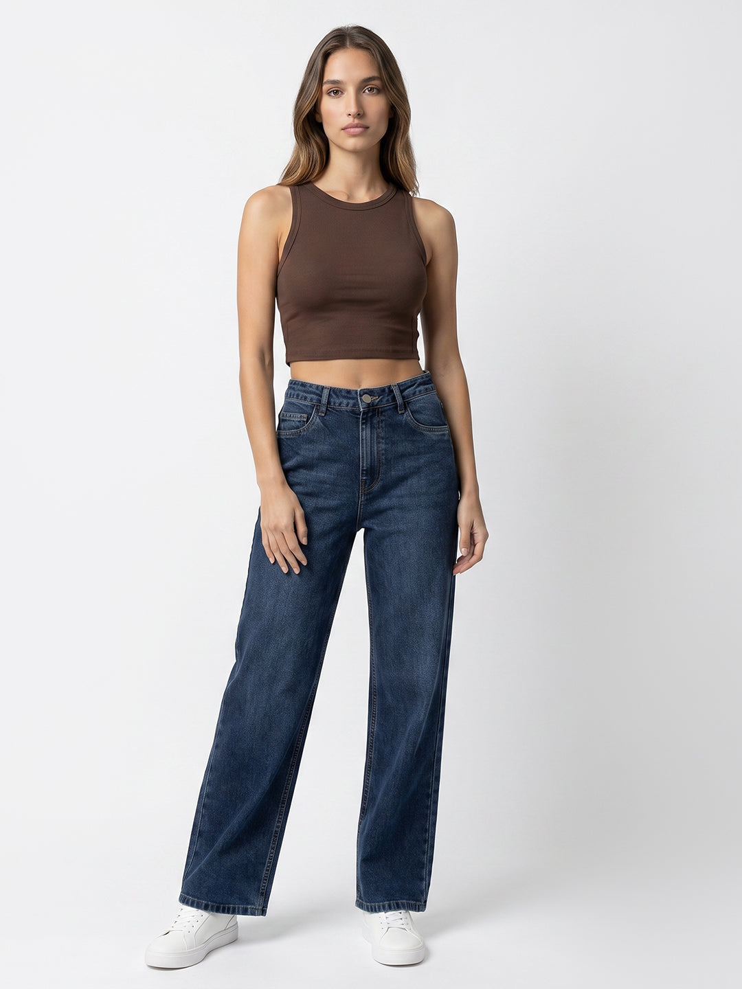 Women Blue High-Rise Straight Fit Jeans