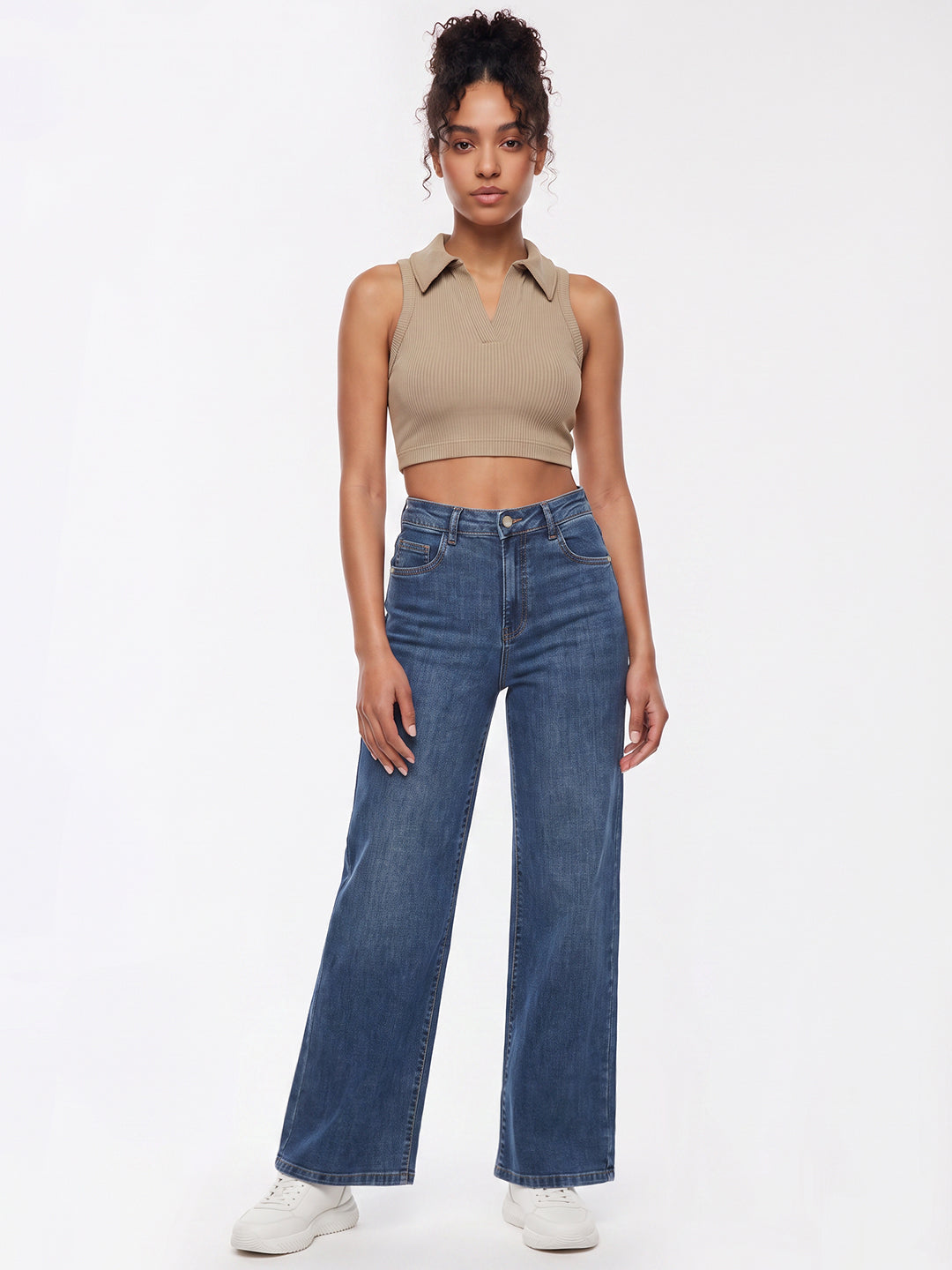 Dark Blue High-Rise Straight Fit Jeans