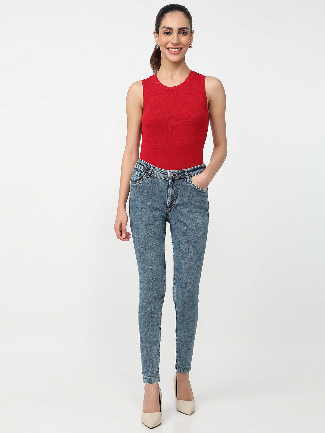 Women Blue High-Rise Skinny Jeans