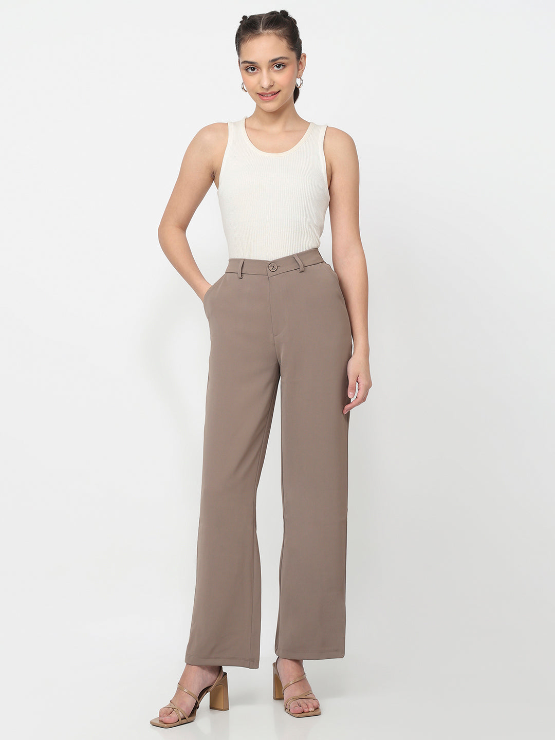 Women Stone Wide Leg Korean Pants