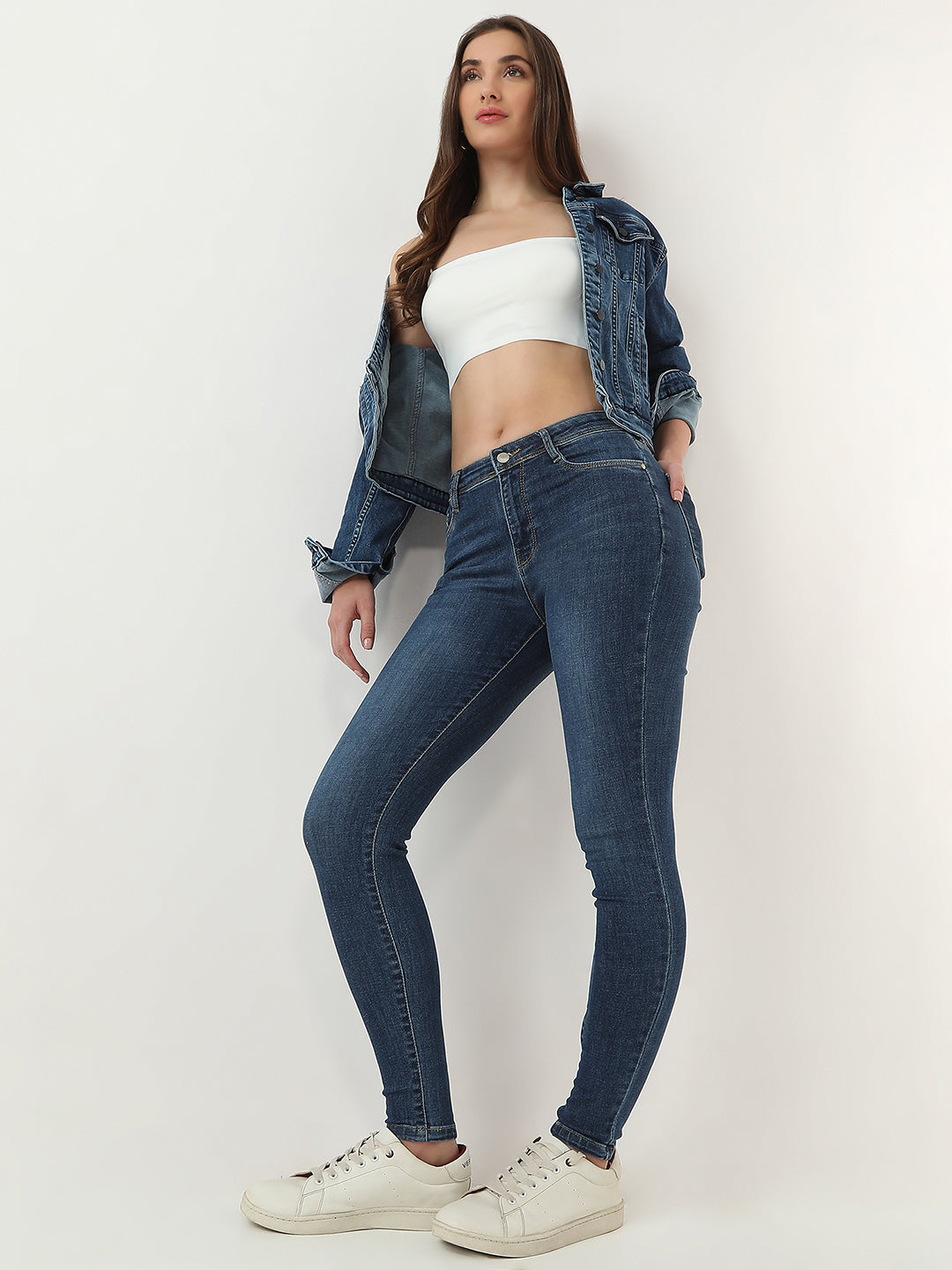 Women Dark Blue High-Rise Skinny Jeans