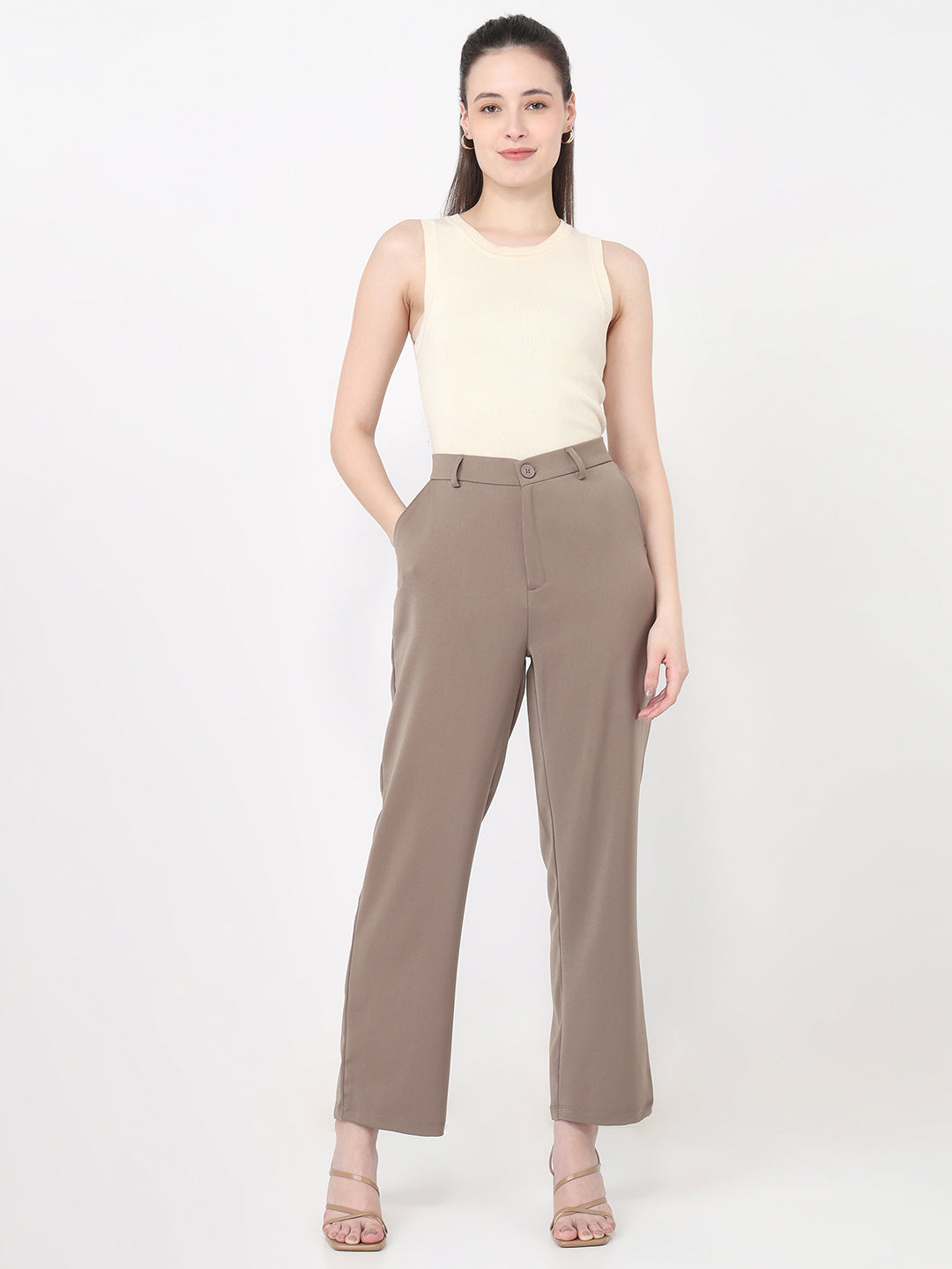 Women Mouse High-Rise Straight Fit Korean Pants