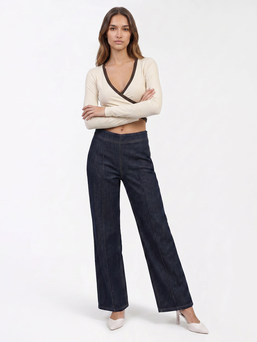 Dark Blue High-Rise Wide Leg Jeans