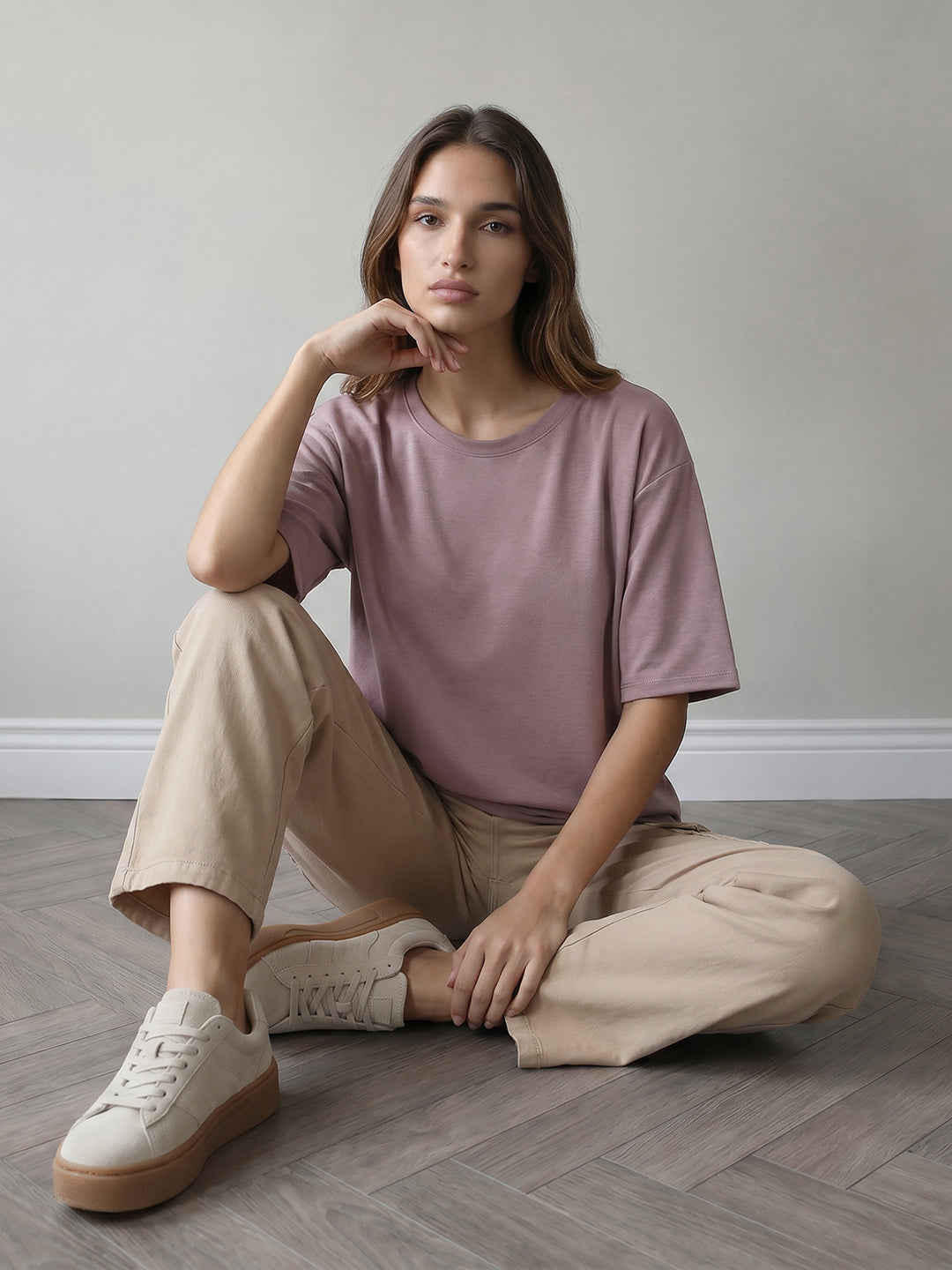 Women Mauve Oversize T-Shirt