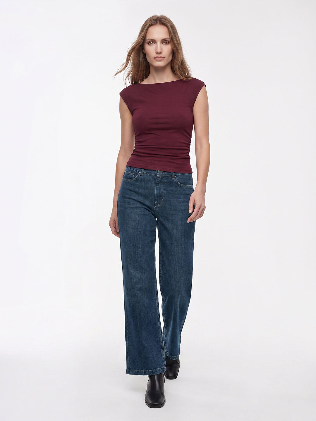 Women Slate Blue High-Rise Straight Fit Jeans