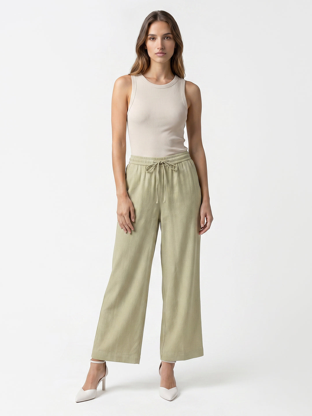 Women Light Olive Culottes