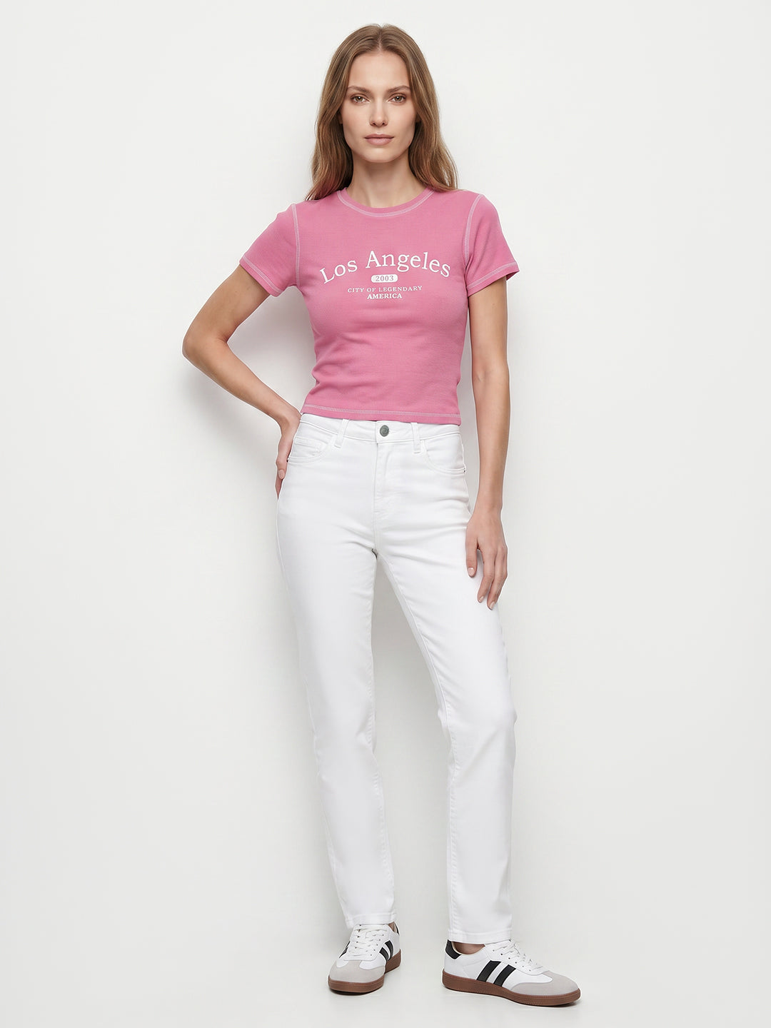 Women White High-Rise Slim Straight Fit Jeans