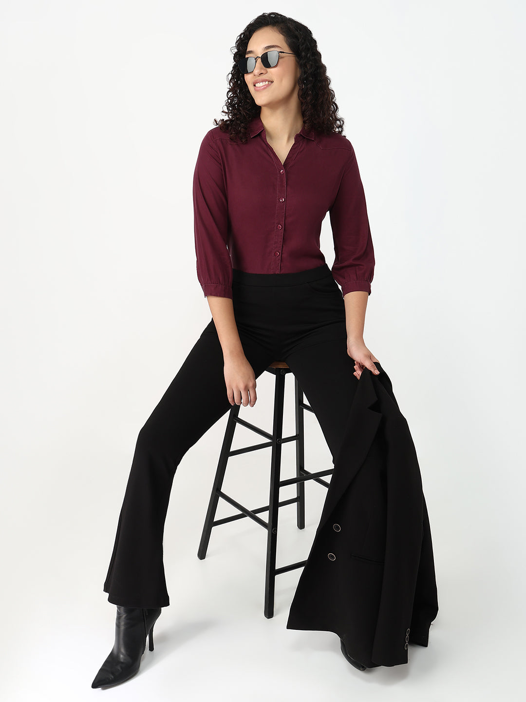 Women Mauve Slim Shirt