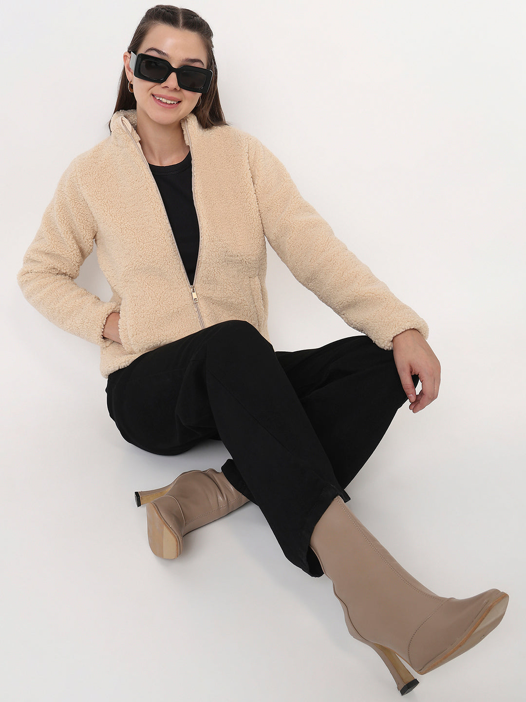Women Beige Winter Jacket