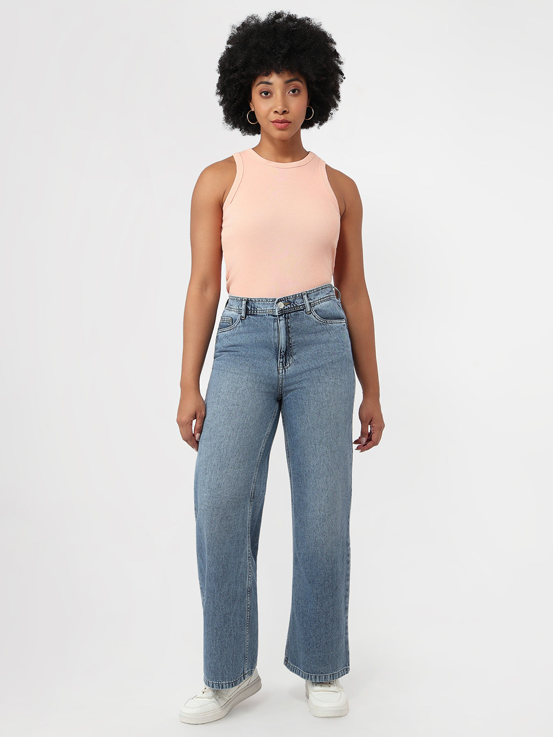 Women Blue Super Wide Leg Jeans