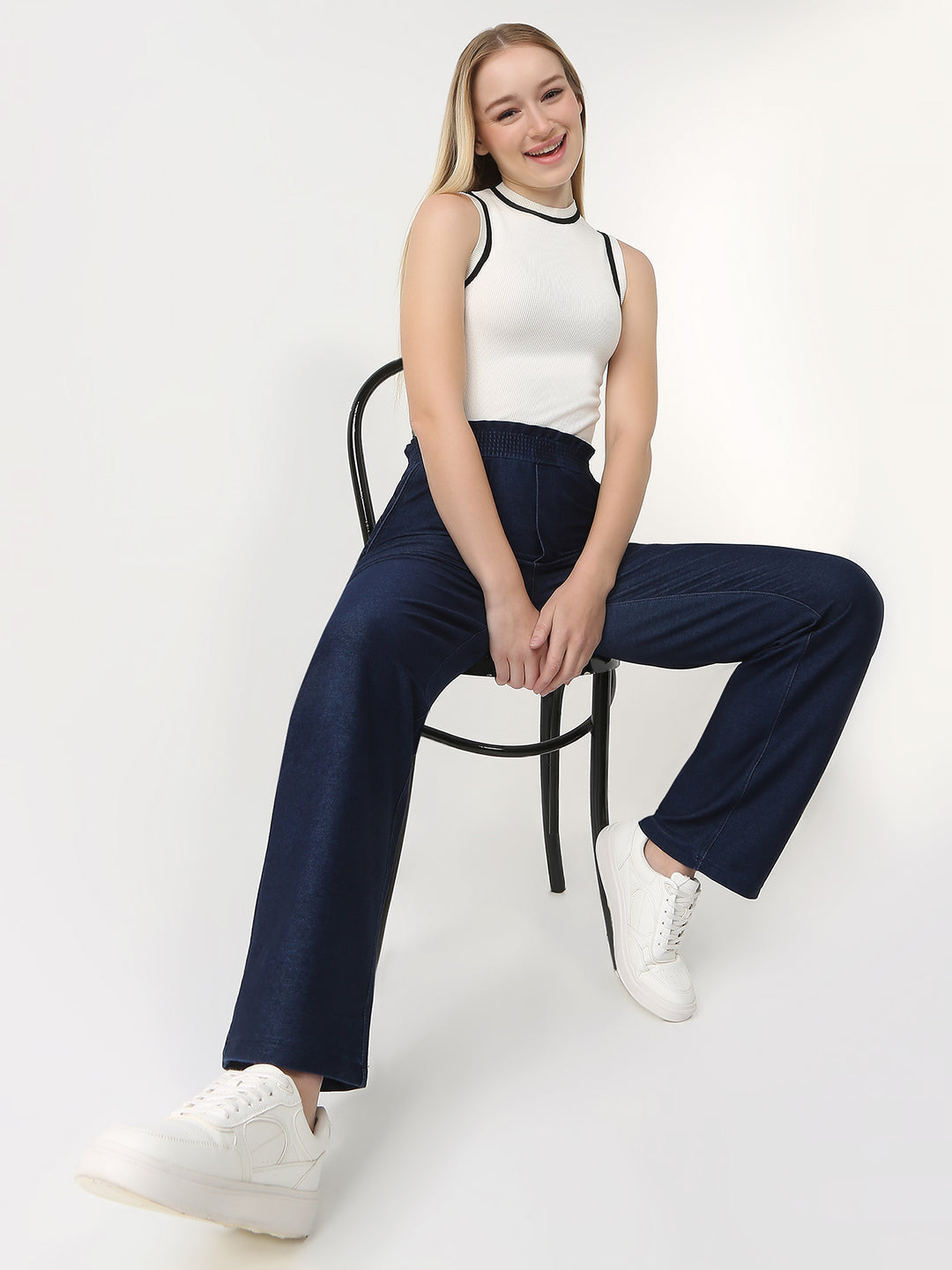 Women High-Rise Wide Leg Trousers