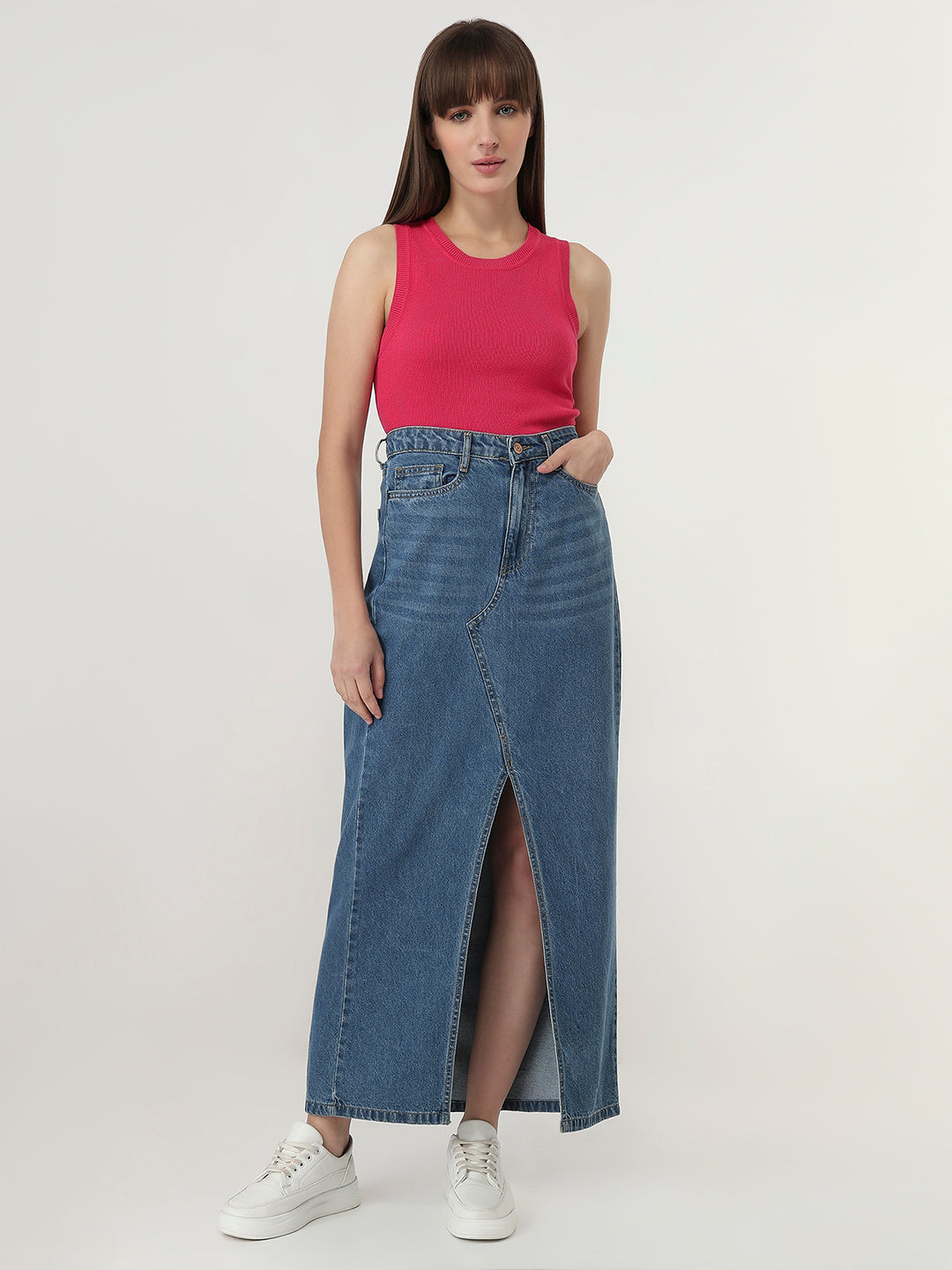Women Dark Blue Long Skirt