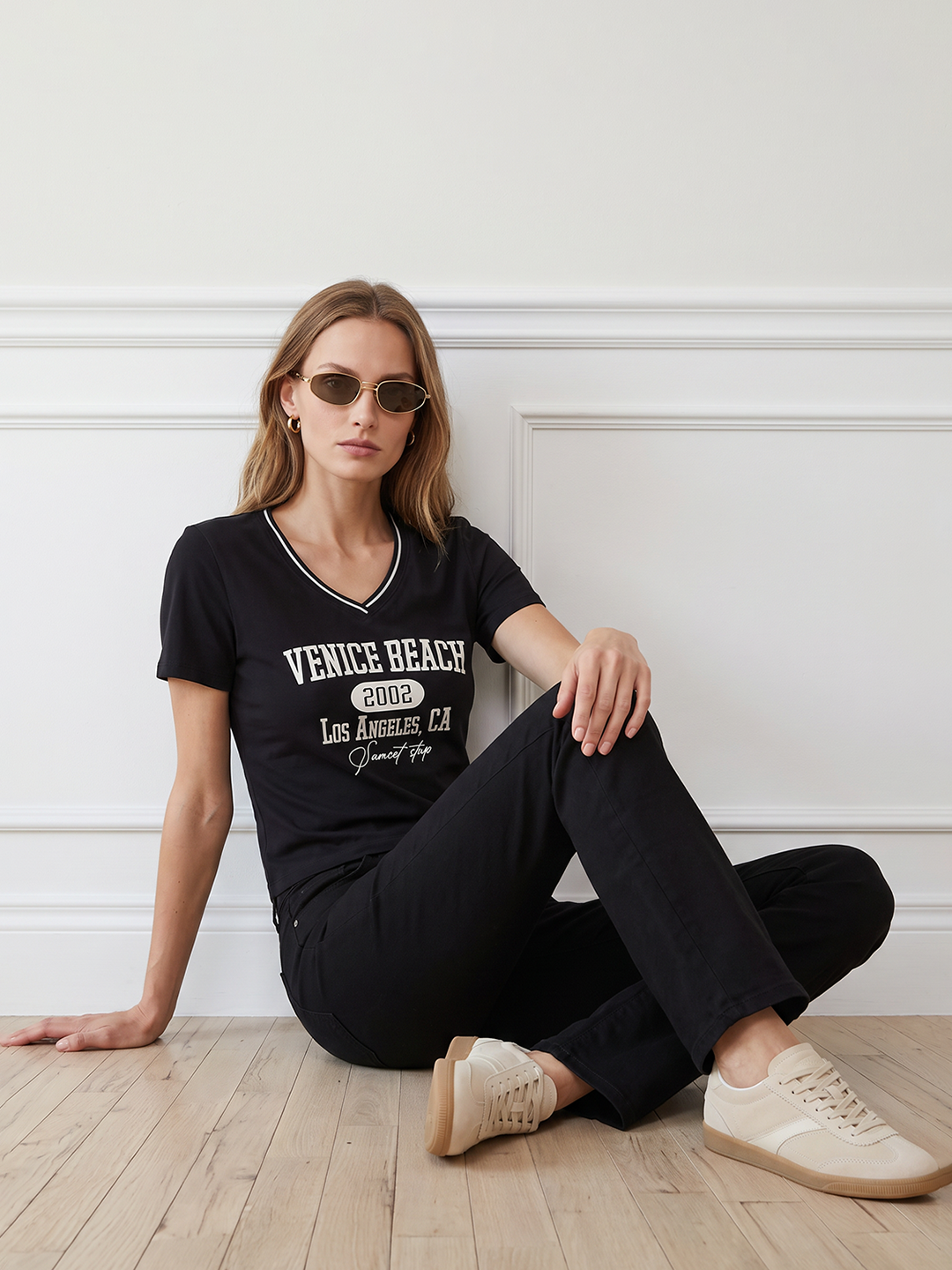 Women Black Crop Neo Tees