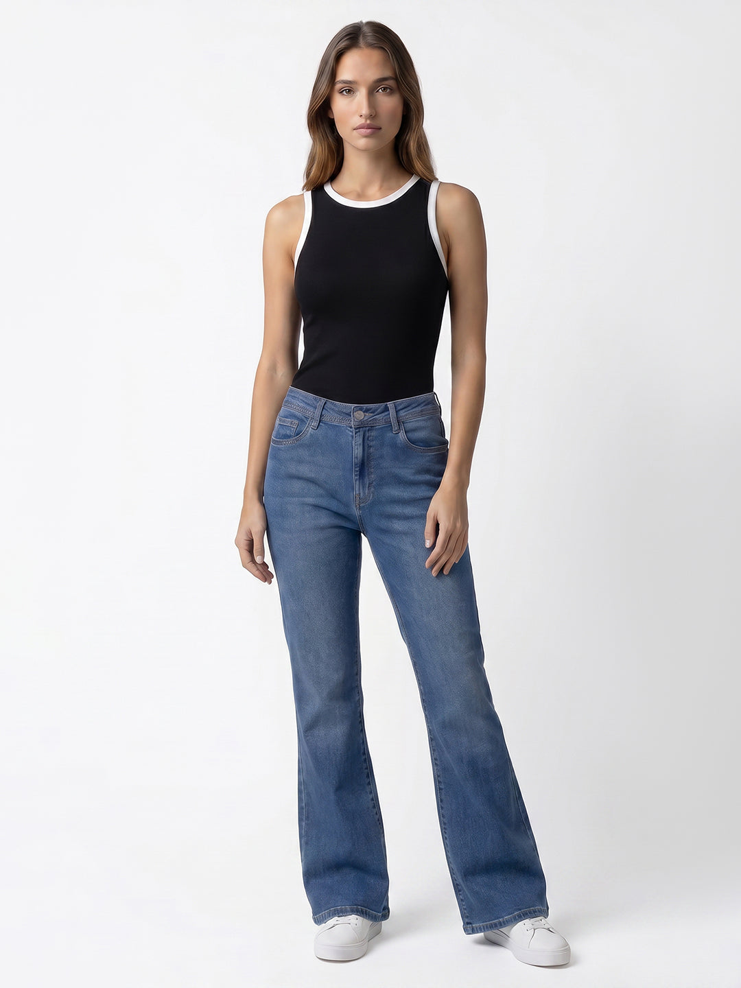 Light Blue High-Rise Crop Flare Jeans