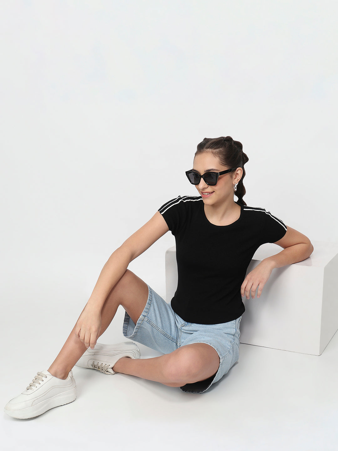 Women Black Flat Knit