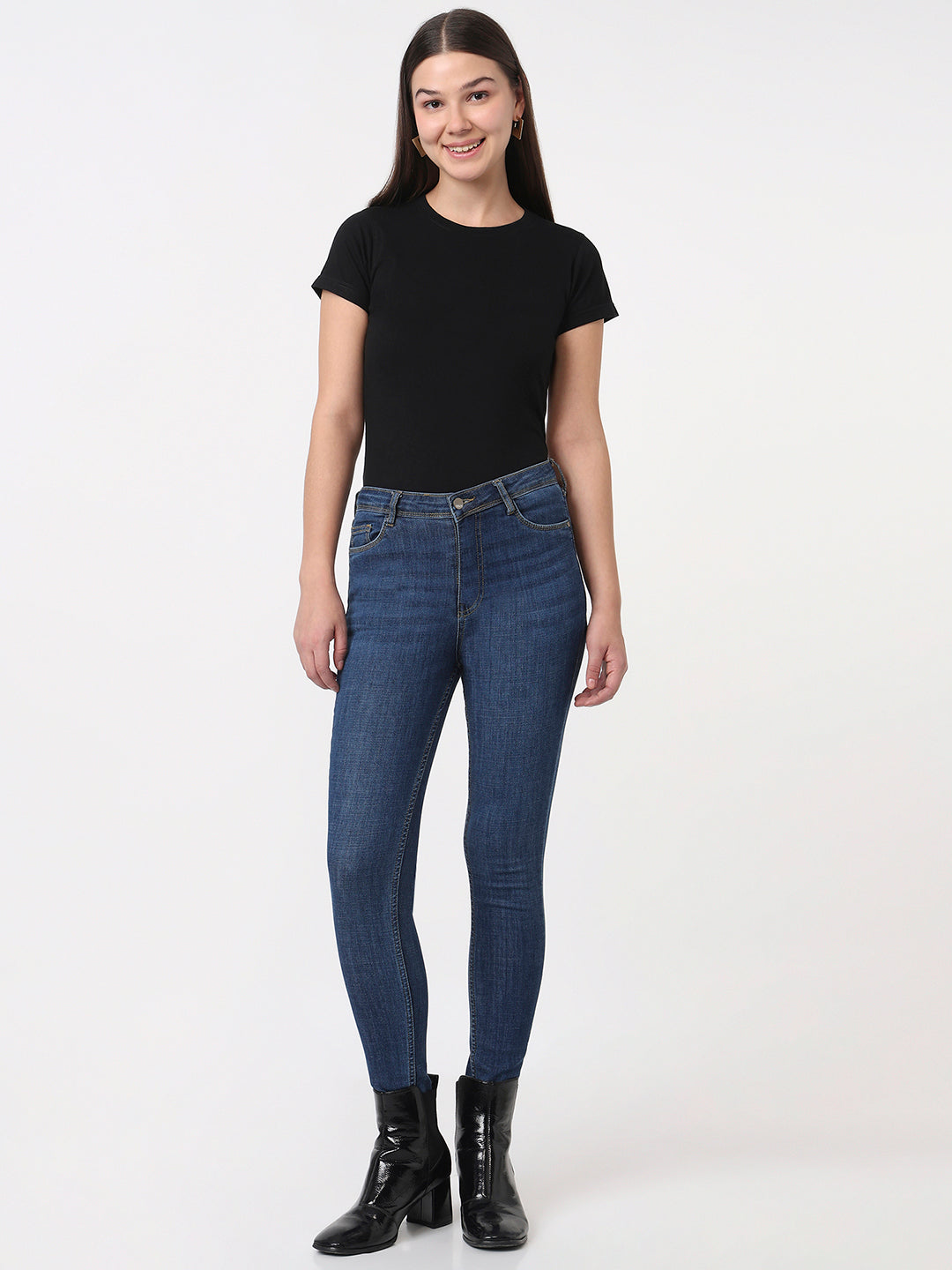 Women Blue High-Rise Skinny Jeans