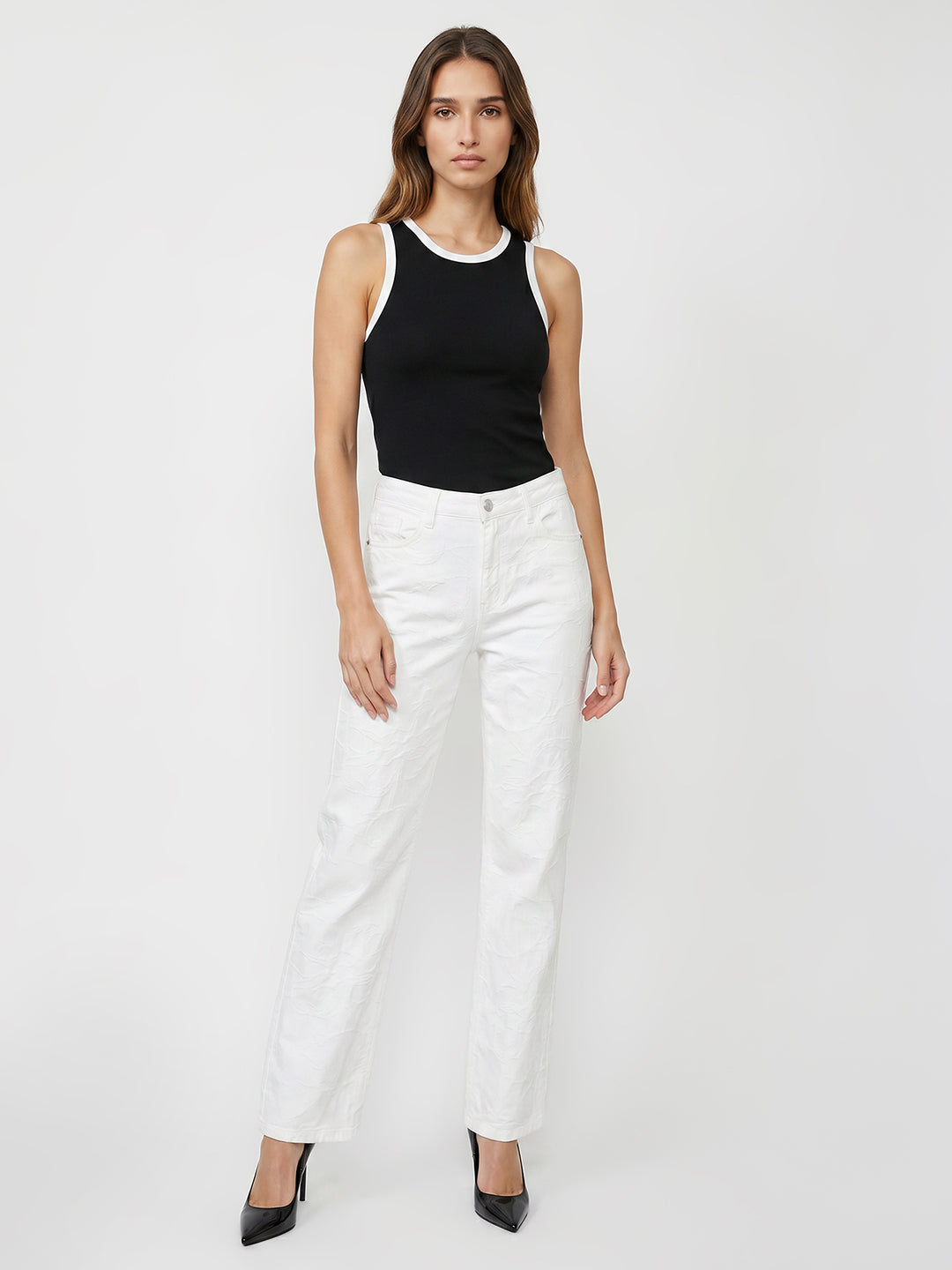 Women White High-Rise Straight Fit Jeans