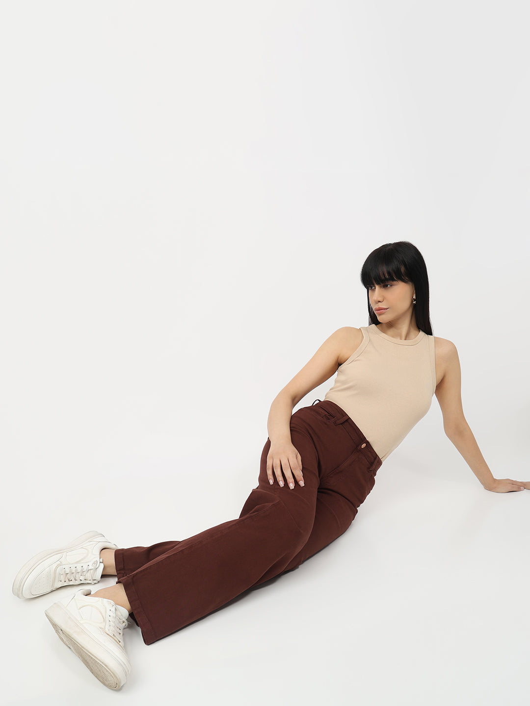 Sepia High-Rise Baggy Jeans