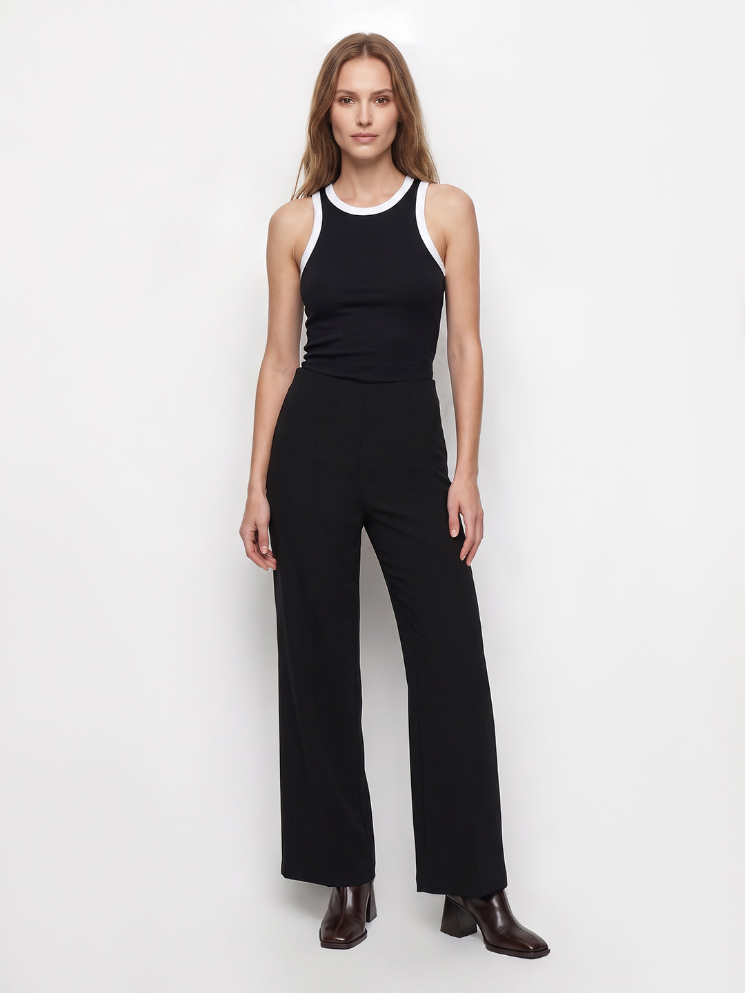 Women Black Wide Leg Treggings