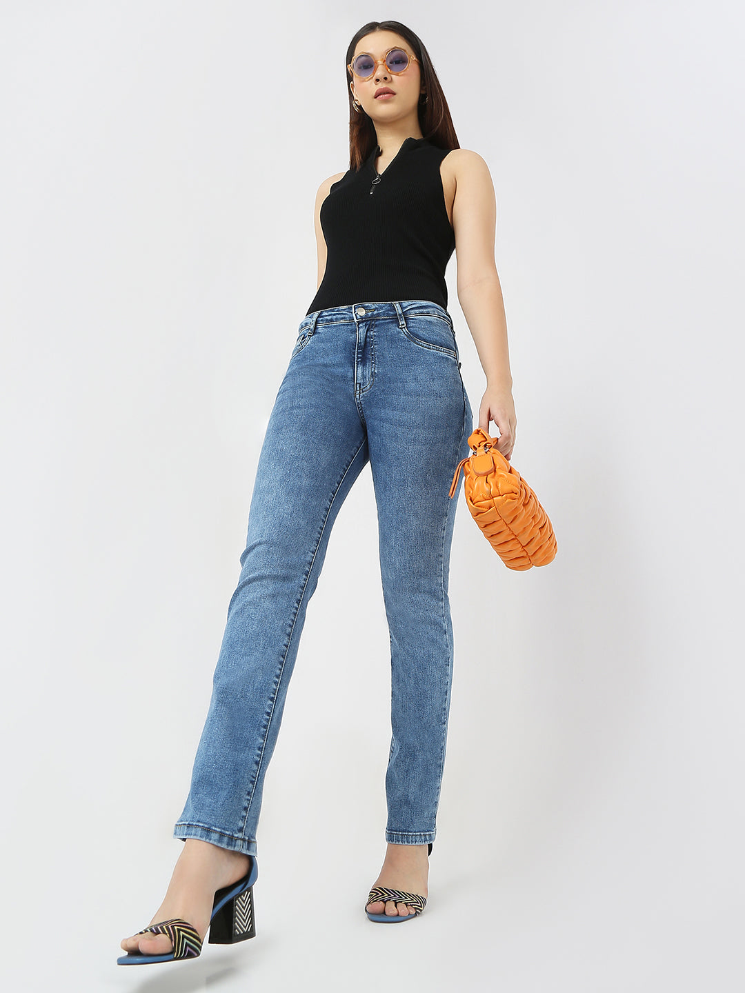 Women High Rise Slim Straight Fit Jeans