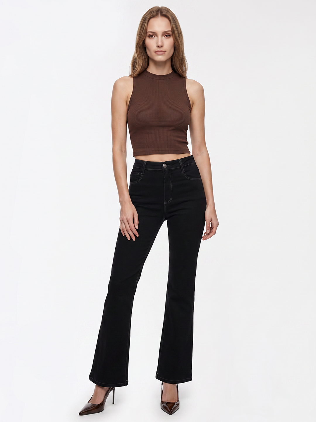 Women Black High-Rise Flare Jeans