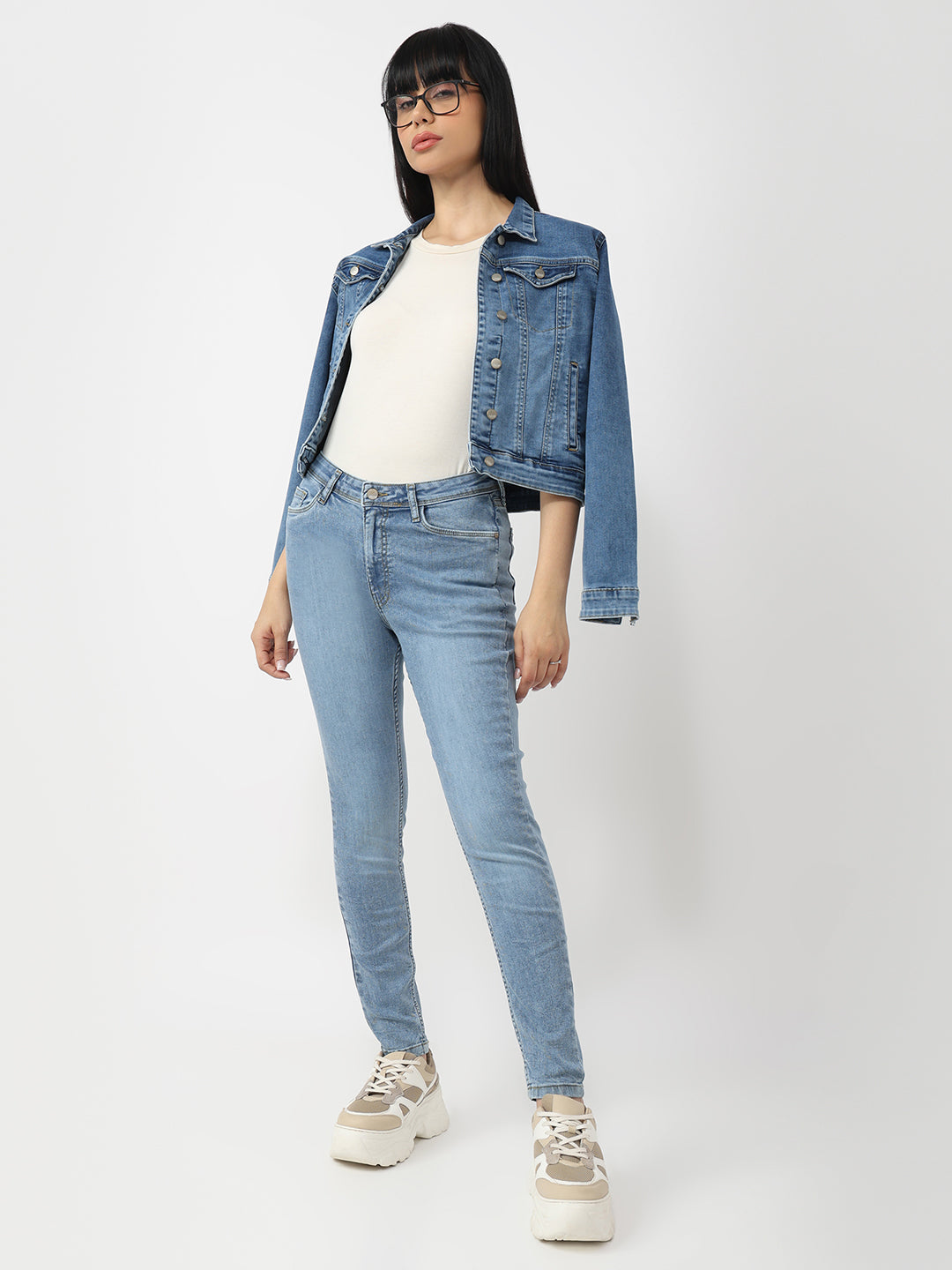 Women Blue High-Rise Skinny Jeans