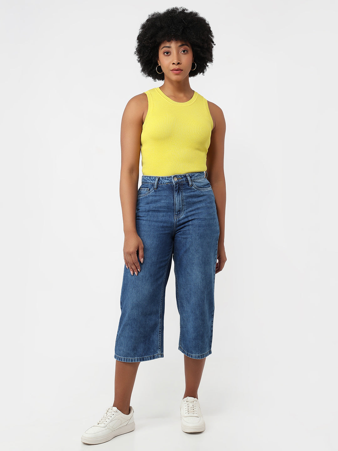 Light Blue High-Rise Denim Culottes