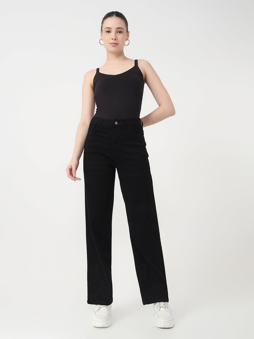 Black High-Rise Straight Fit Jeans