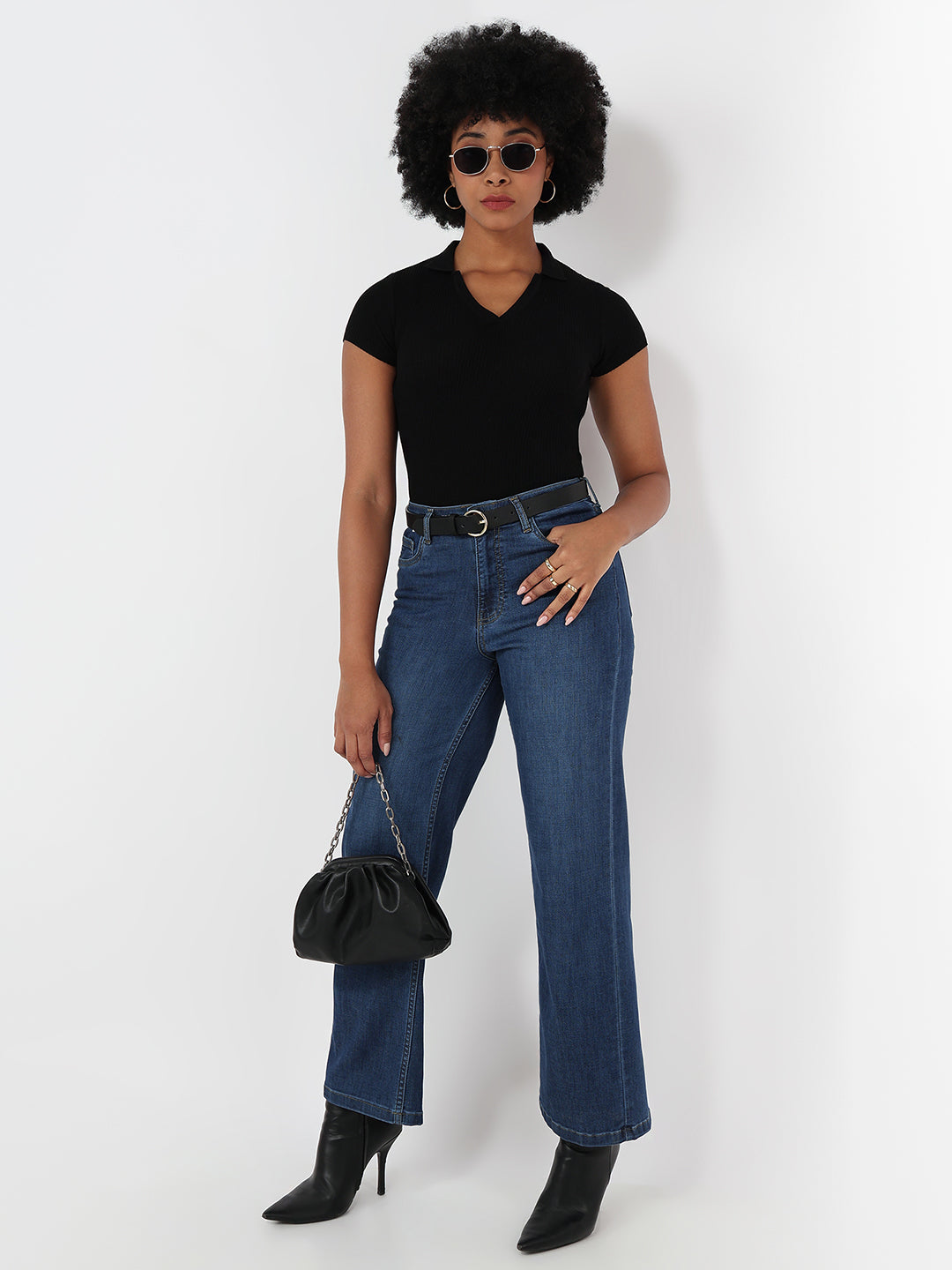 Women Black Slim Fit Flat Knit