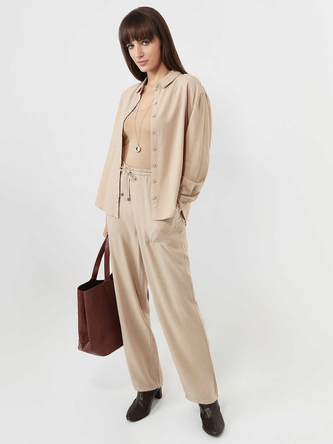 Women Oatmilk Oversized Shirt