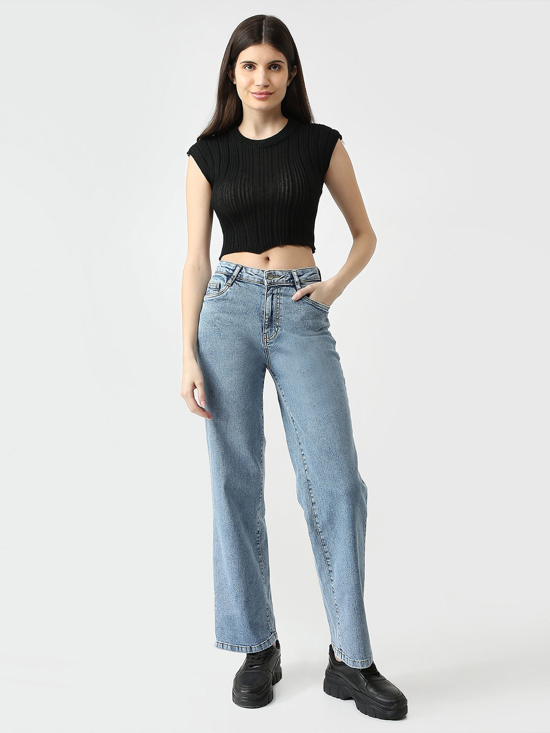 Women High Rise Straight Fit Jeans