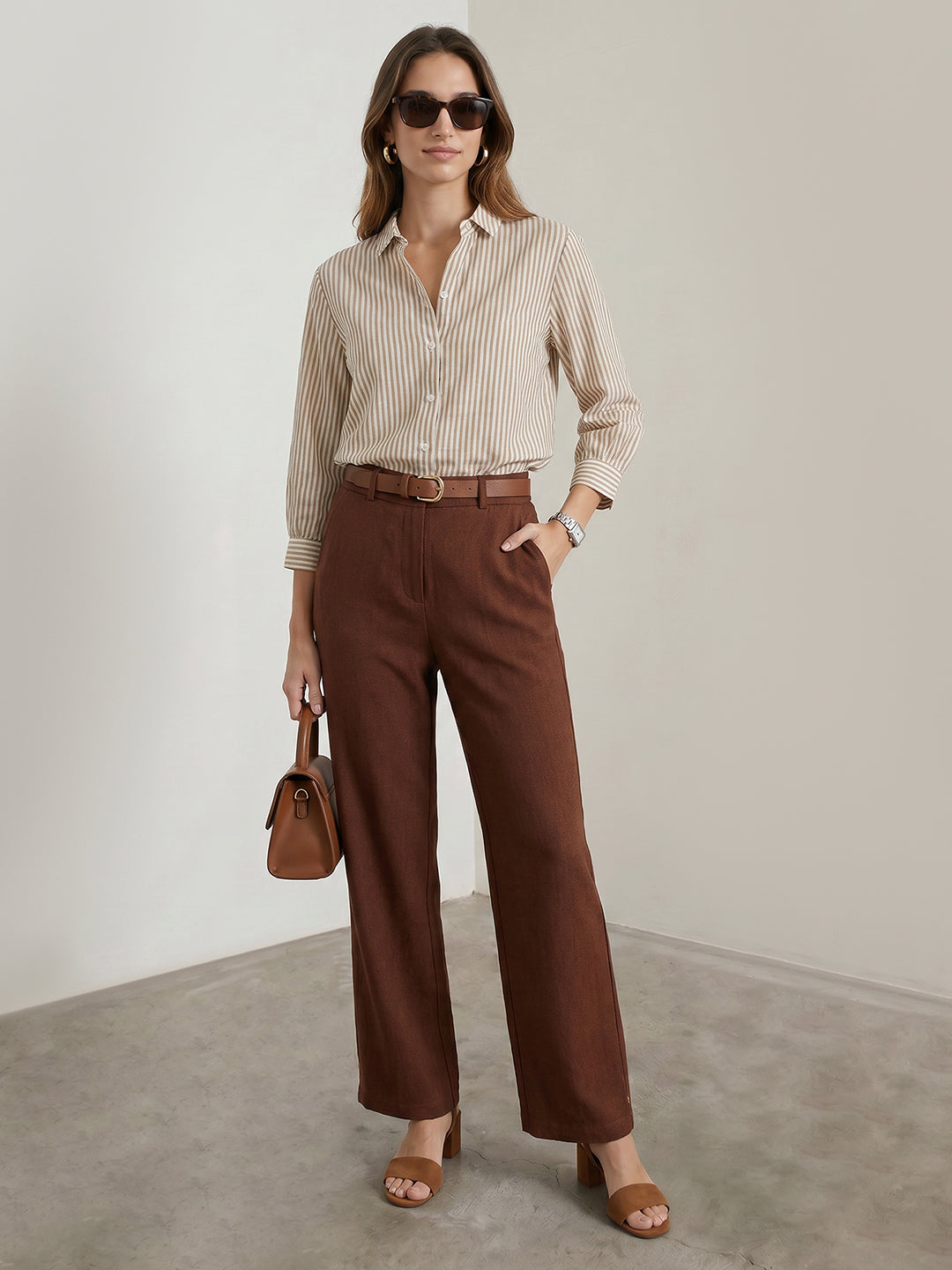 Women Beige/White Shirt