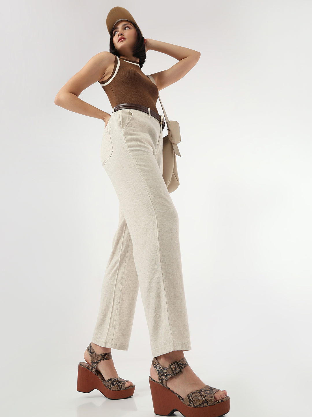 Women Light Natural Loose Straight Pants