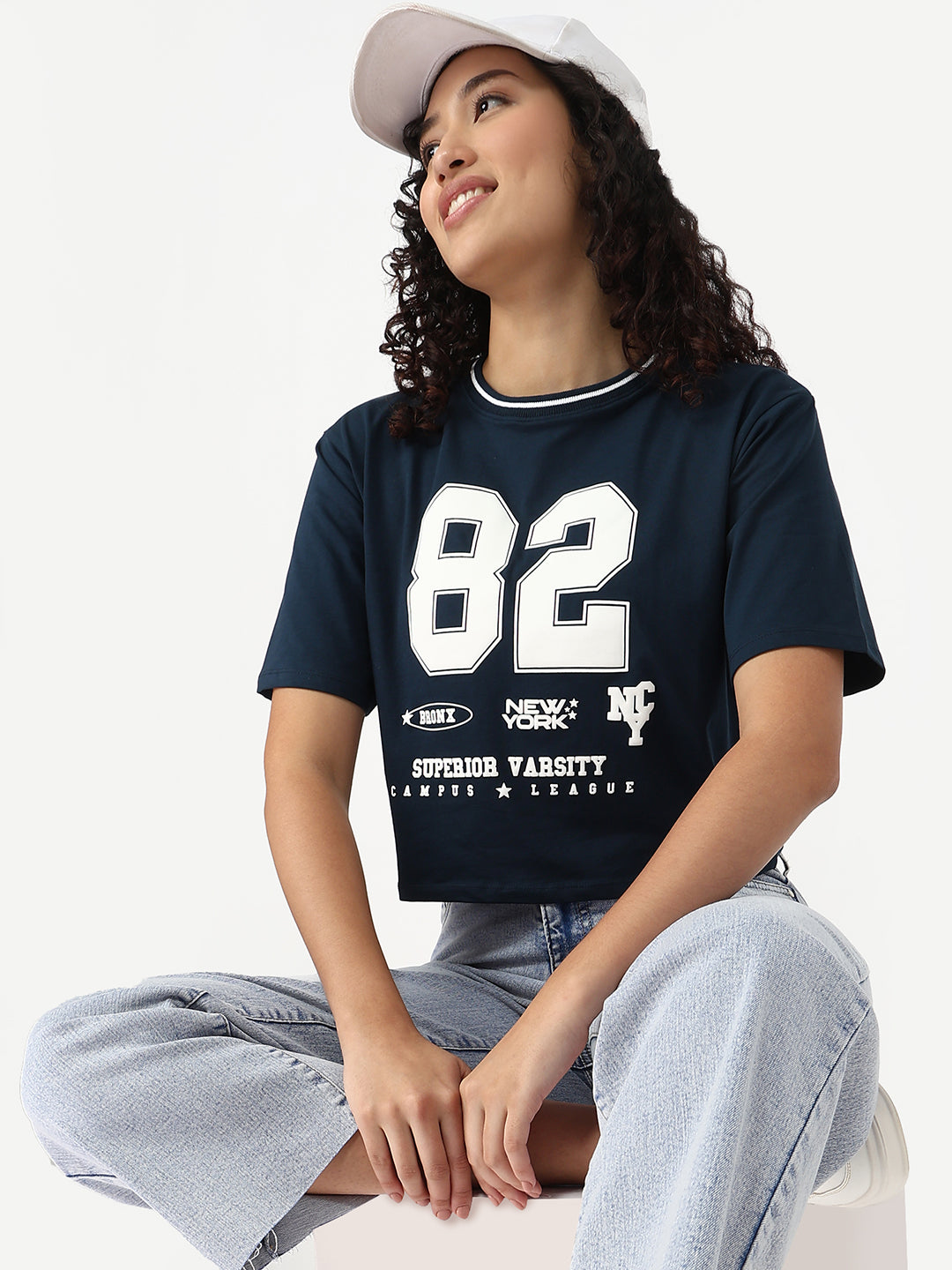Women Airforce Slim Fit Graphic Crop T-Shirt