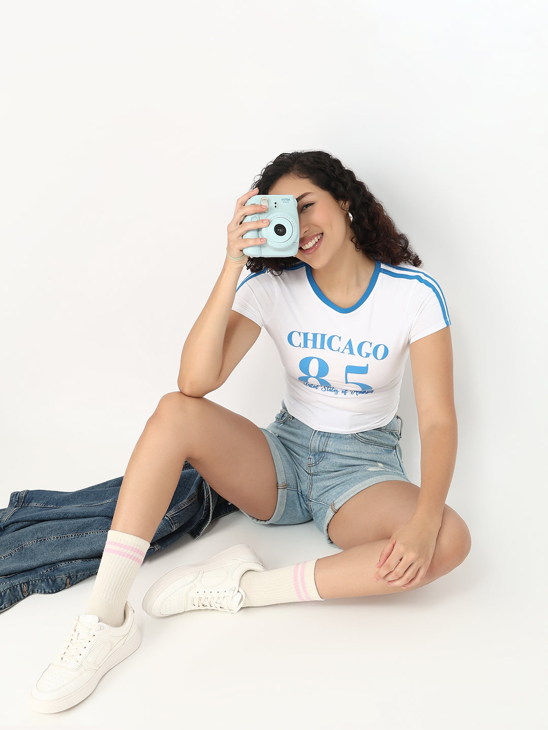 Women White Slim Fit Genz Tees