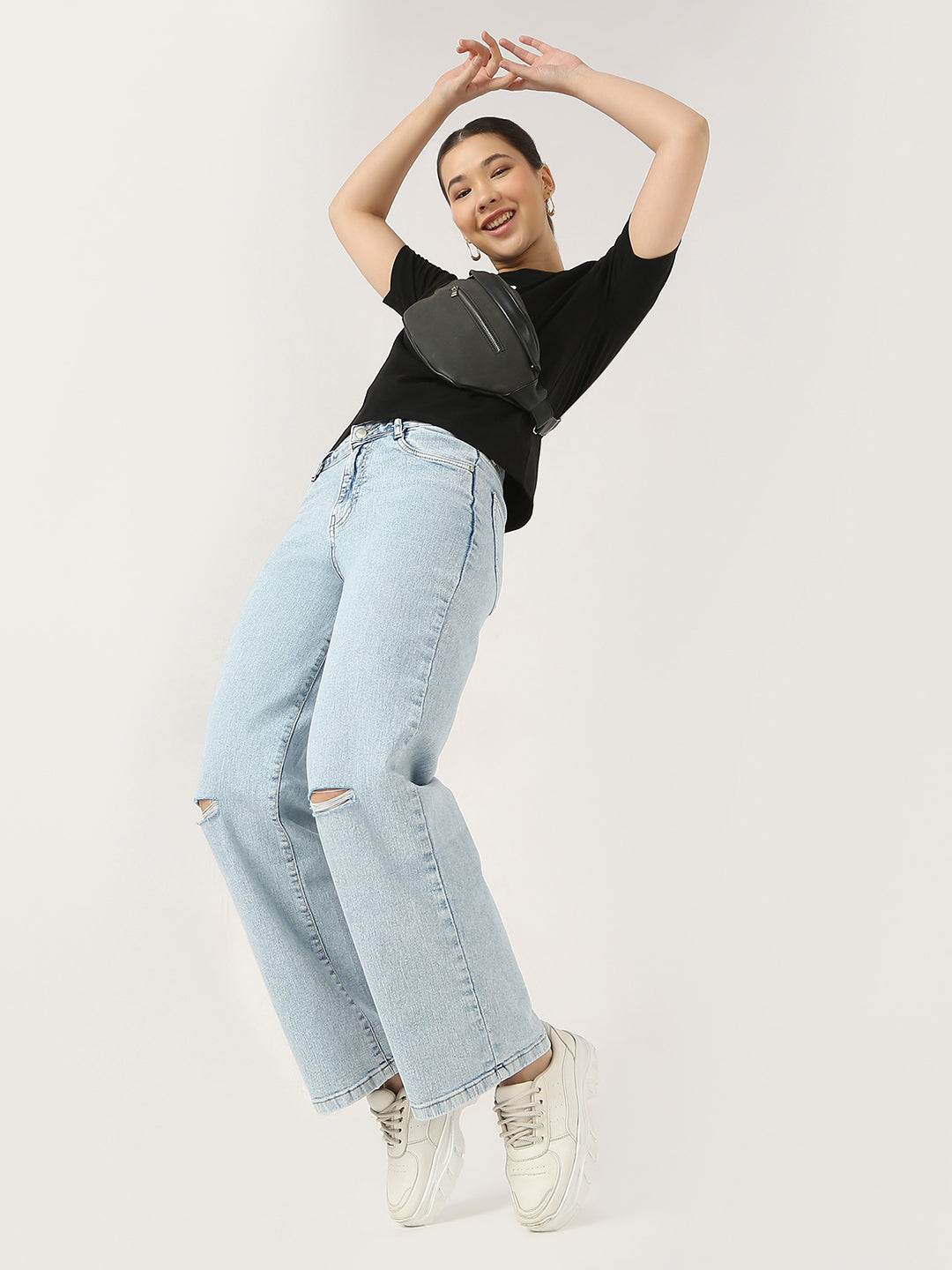 Women High Rise Wide Leg Jeans